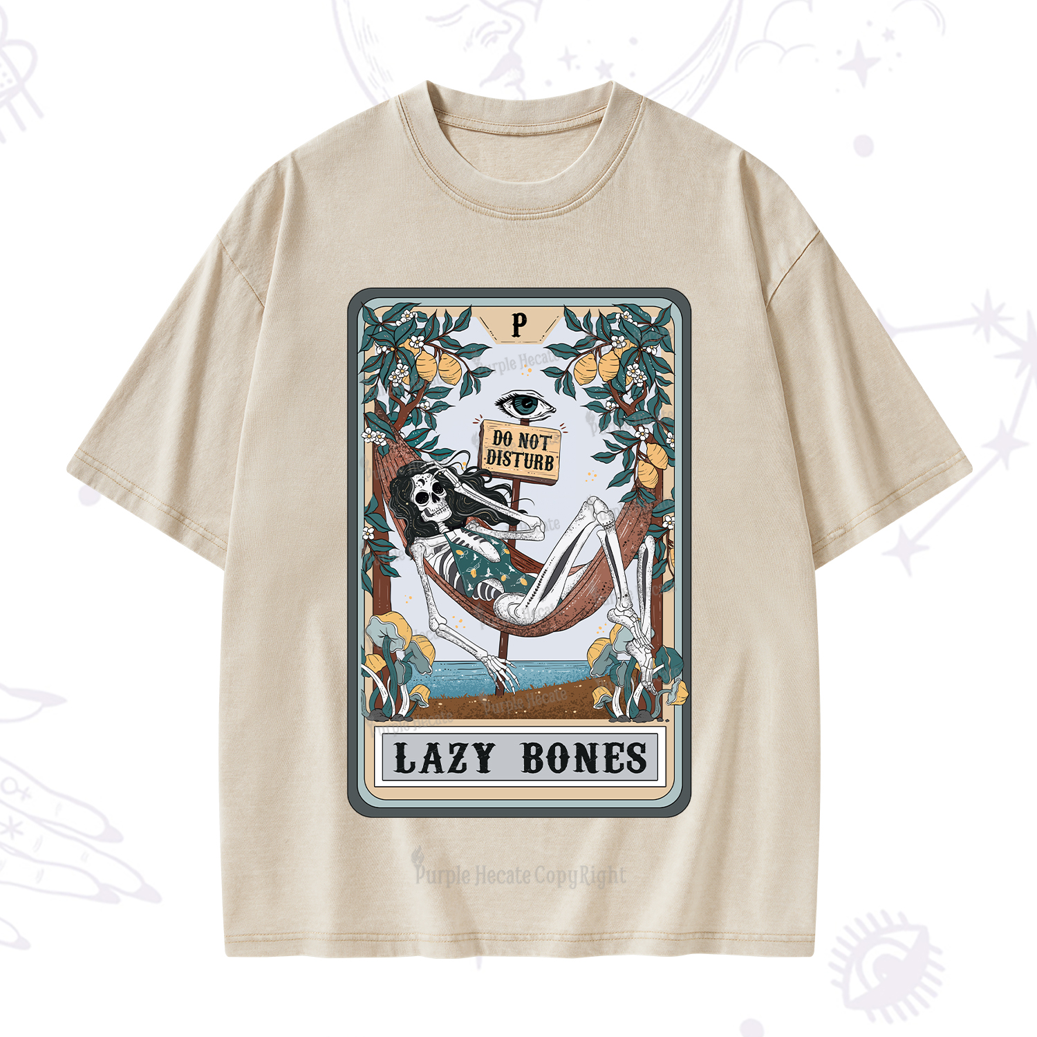 Purplehecate The Lazy Bones Tarot Washed T-Shirt