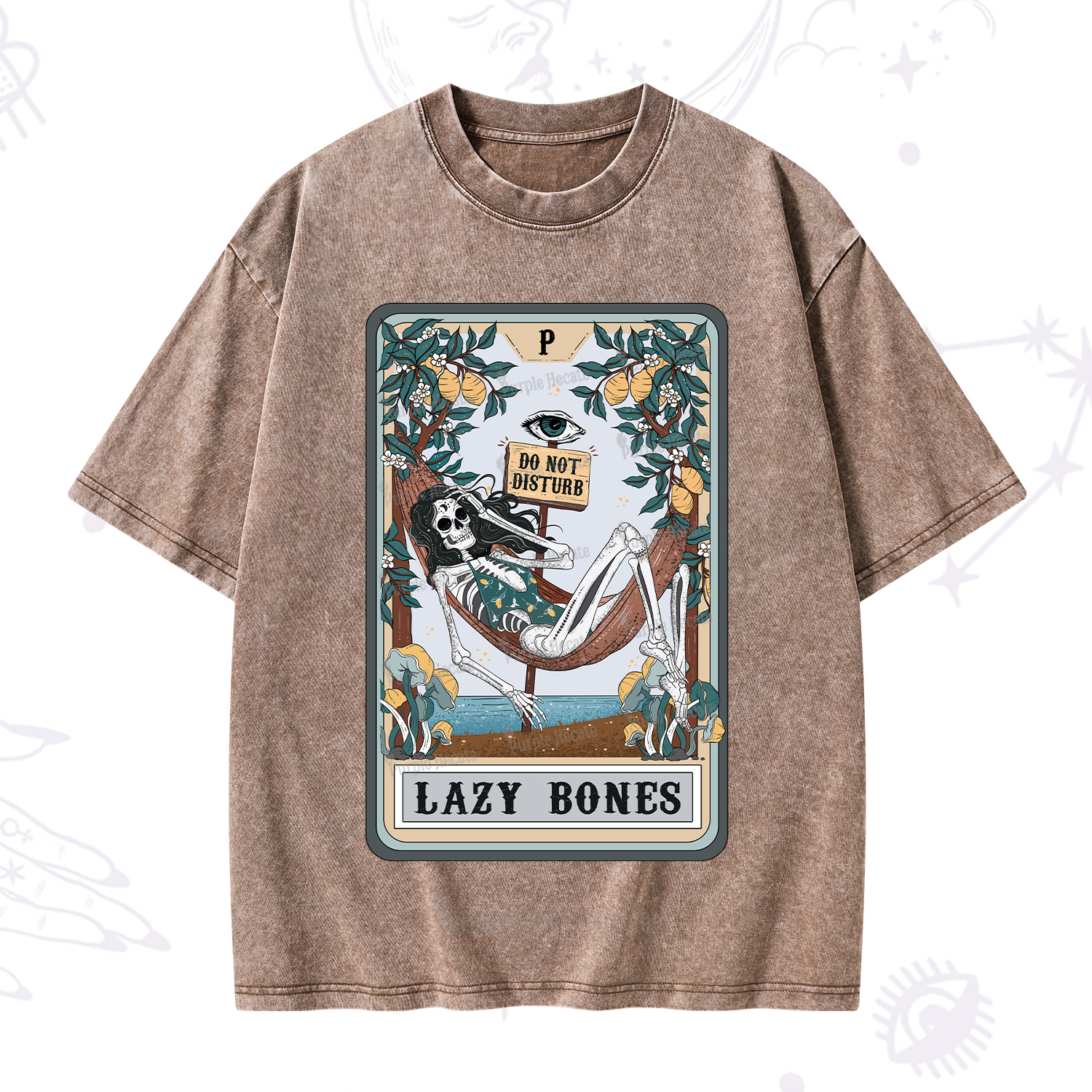 Purplehecate The Lazy Bones Tarot Washed T-Shirt