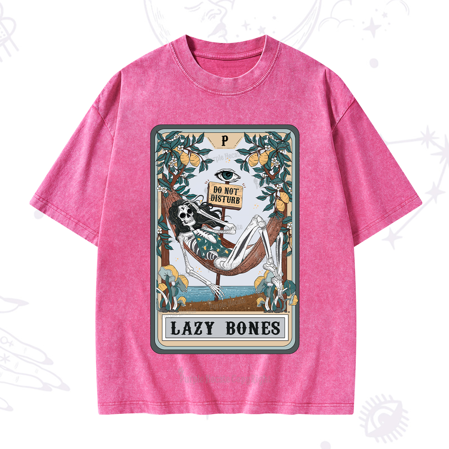 Purplehecate The Lazy Bones Tarot Washed T-Shirt