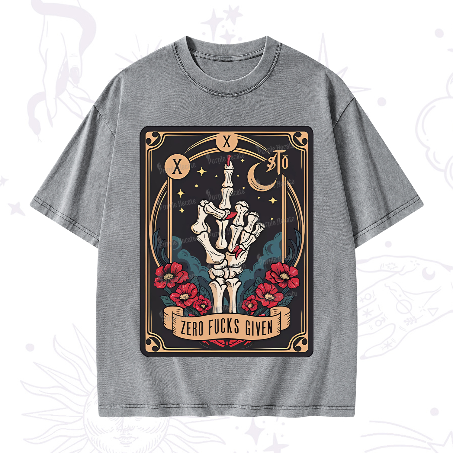 Purplehecate The Zero Fucks Given Washed T-Shirt