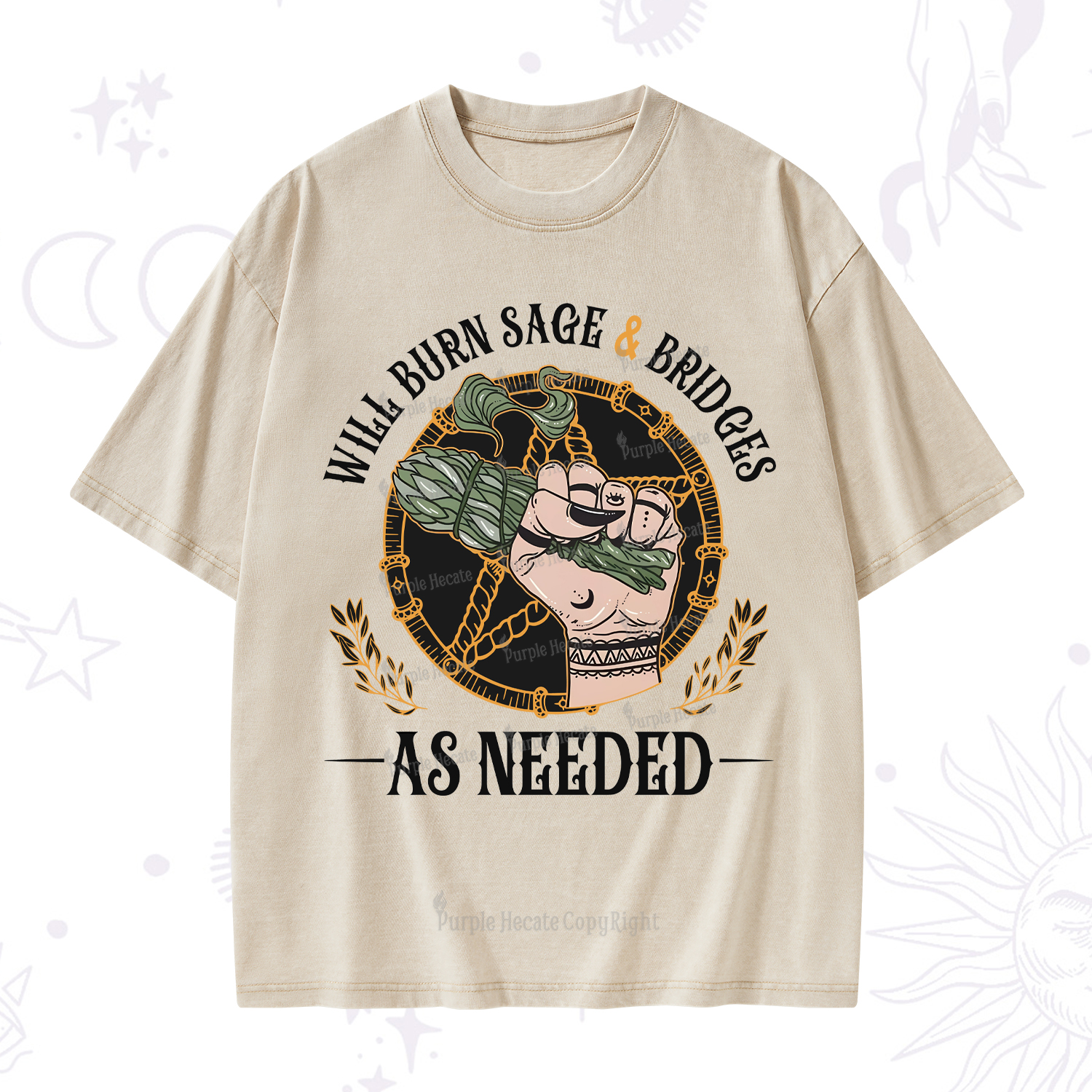 Purplehecate Will Burn Sage And Bridges Washed T-Shirt