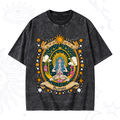 Purplehecate Scorpio Celestial Charm Zodiac Washed T-Shirt