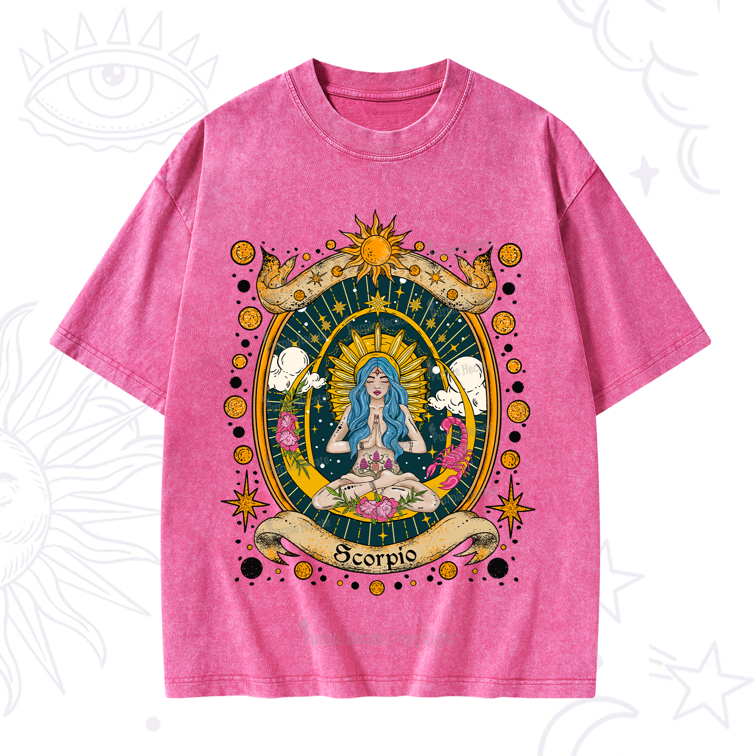 Purplehecate Scorpio Celestial Charm Zodiac Washed T-Shirt