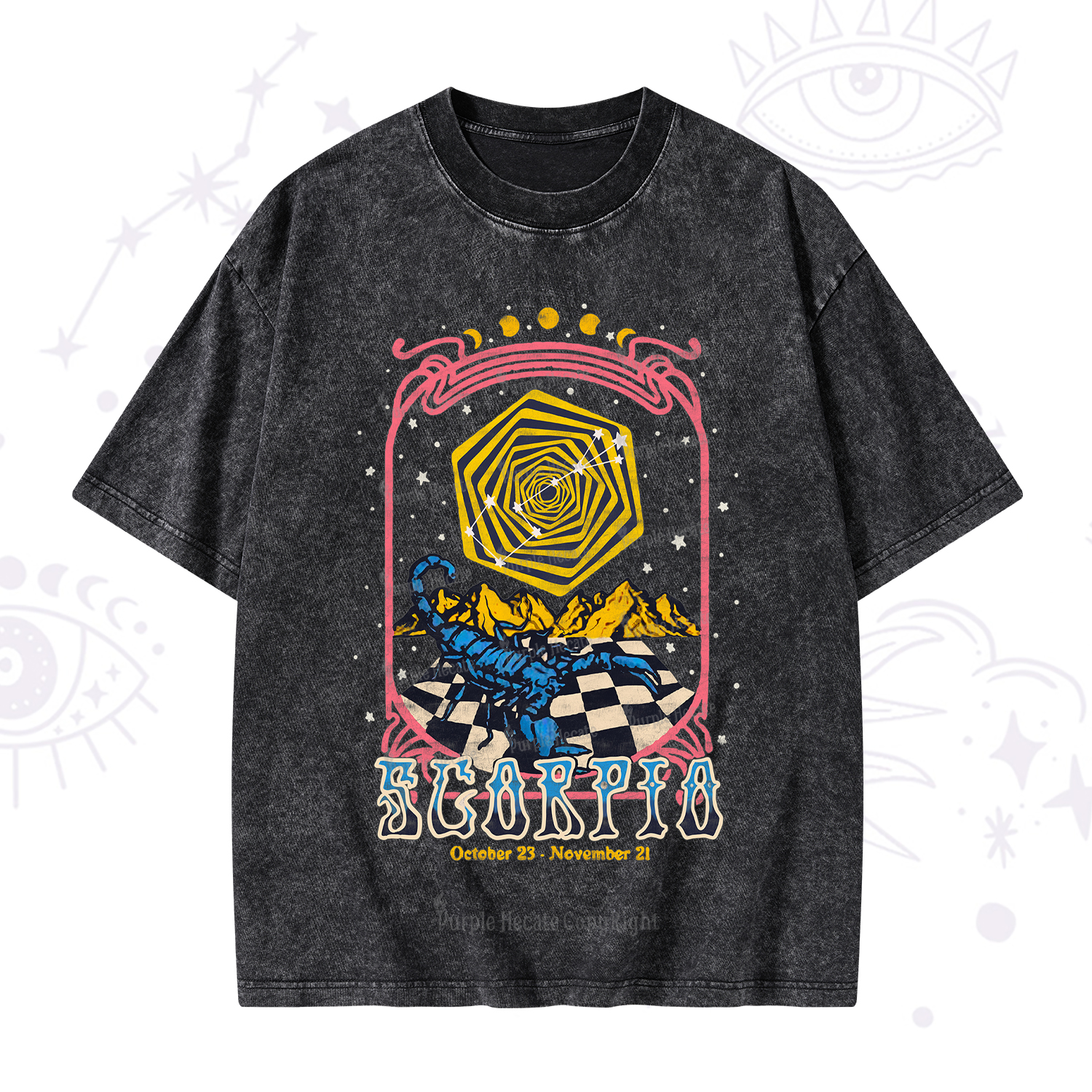 Purplehecate Scorpio Crew Zodiac Washed T-Shirt