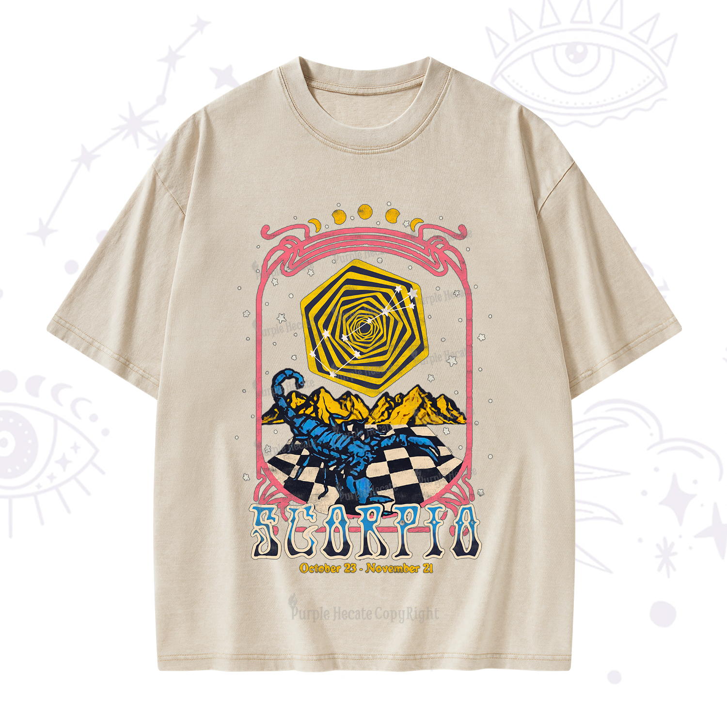 Purplehecate Scorpio Crew Zodiac Washed T-Shirt