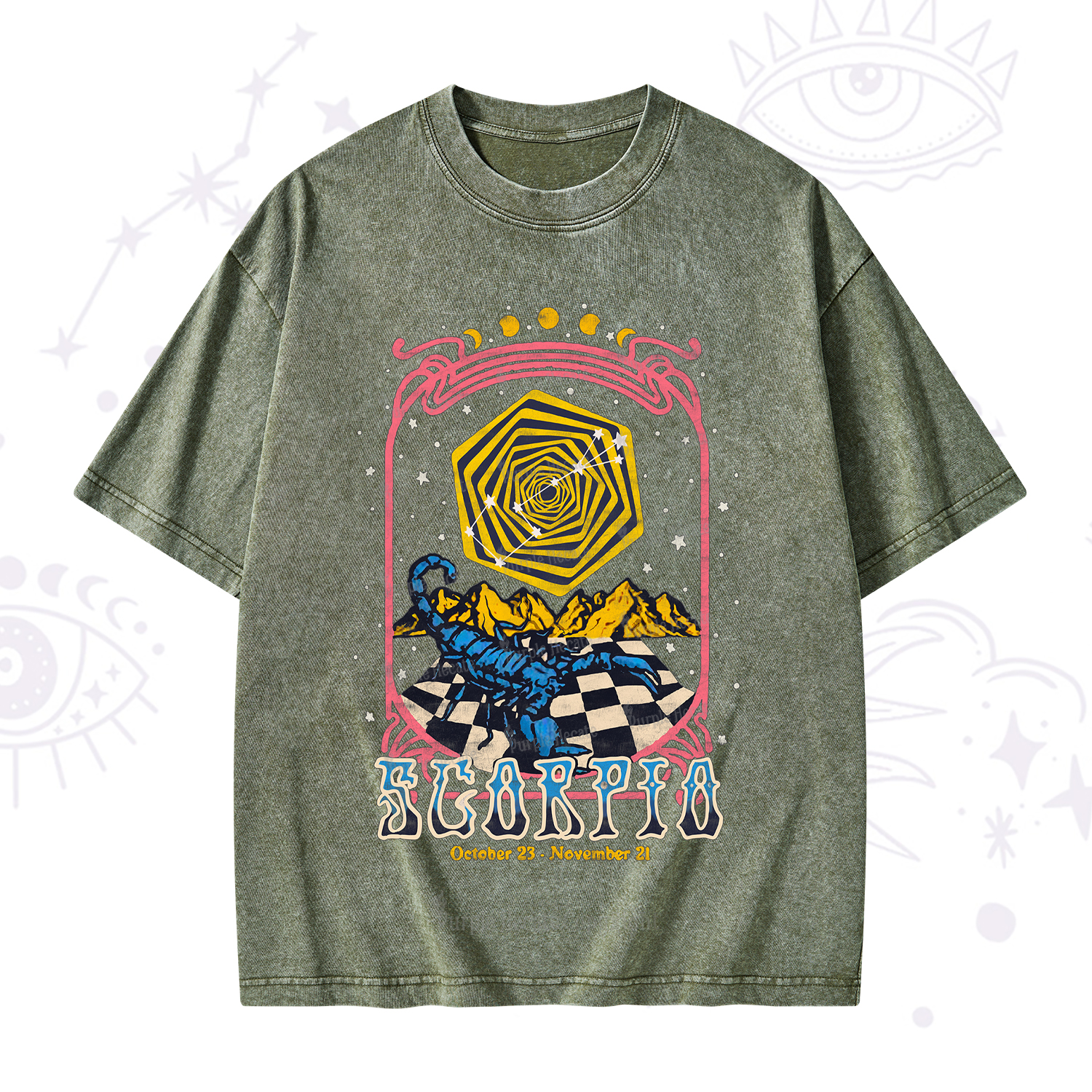 Purplehecate Scorpio Crew Zodiac Washed T-Shirt
