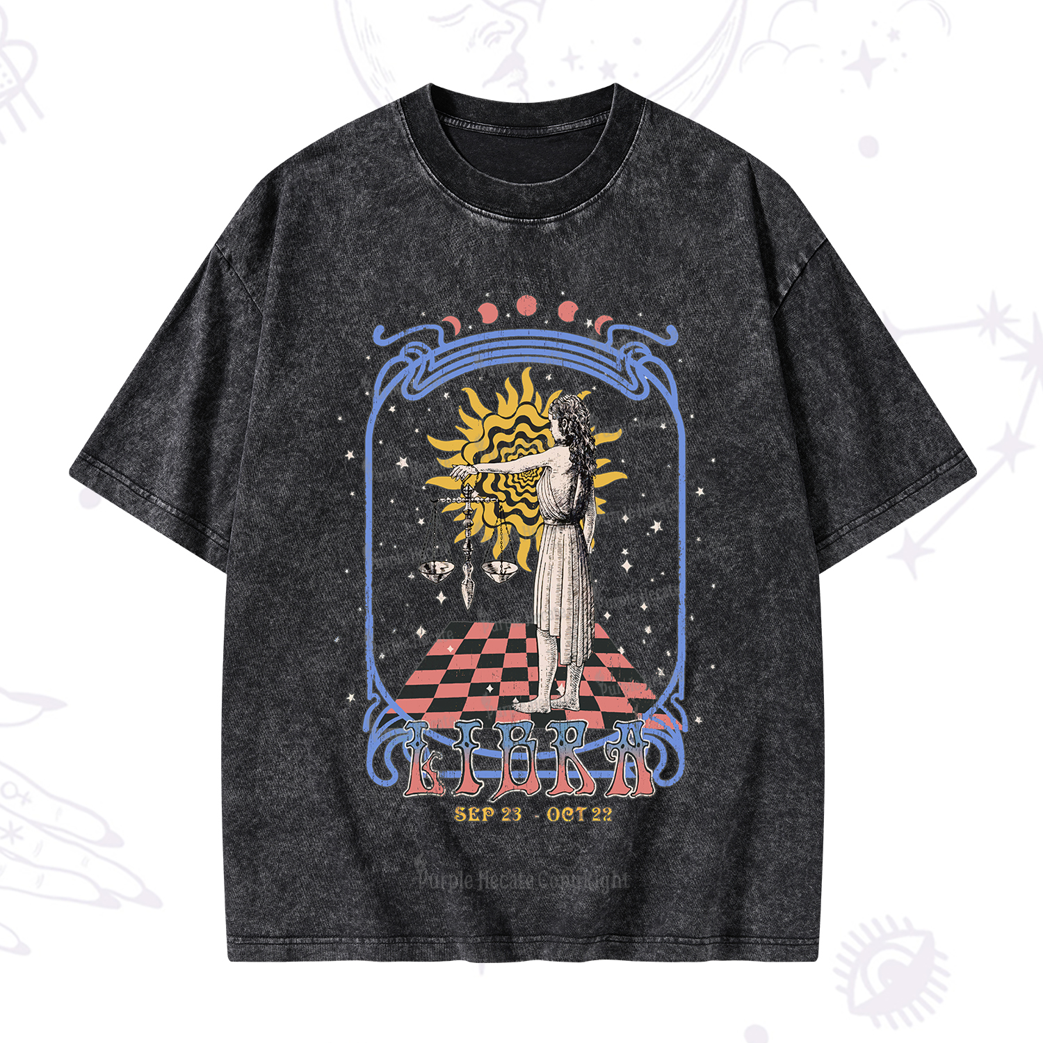 Purplehecate Libra Crew Zodiac Washed T-Shirt