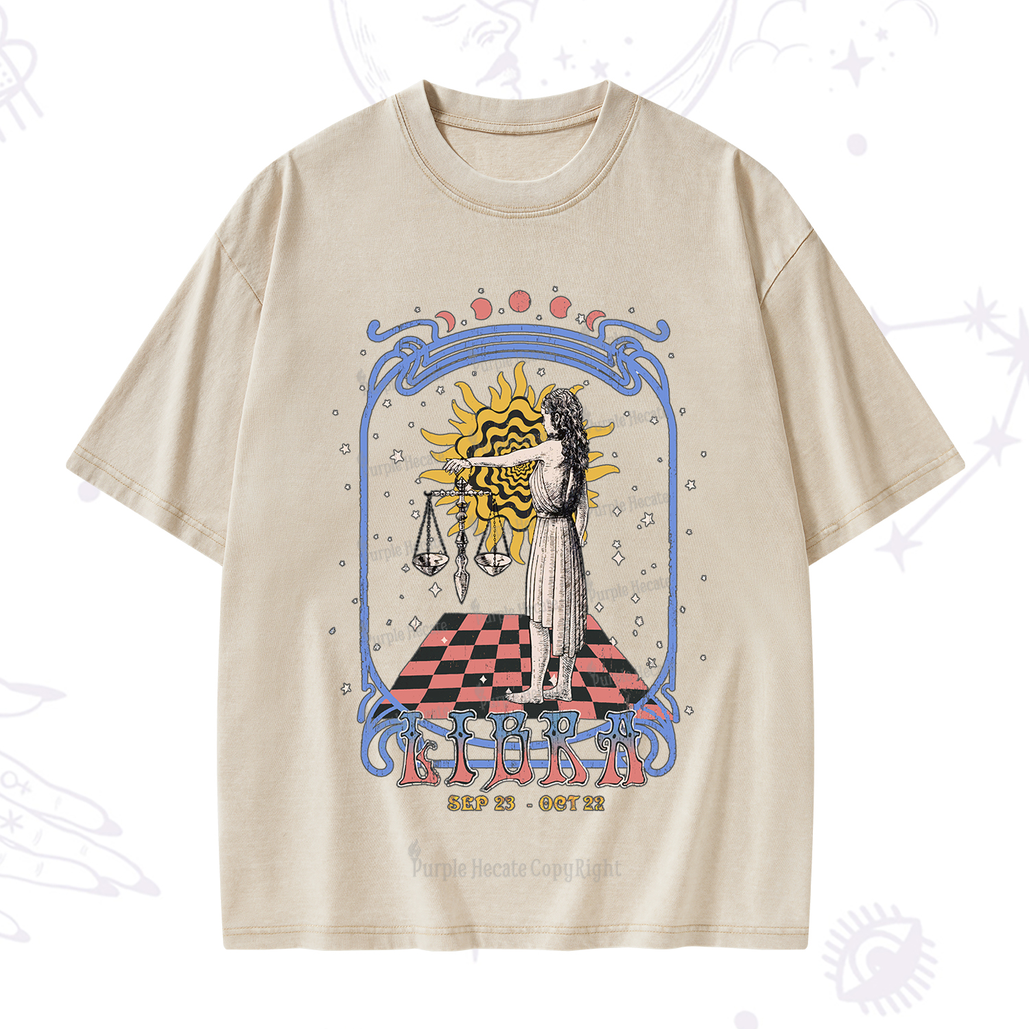 Purplehecate Libra Crew Zodiac Washed T-Shirt