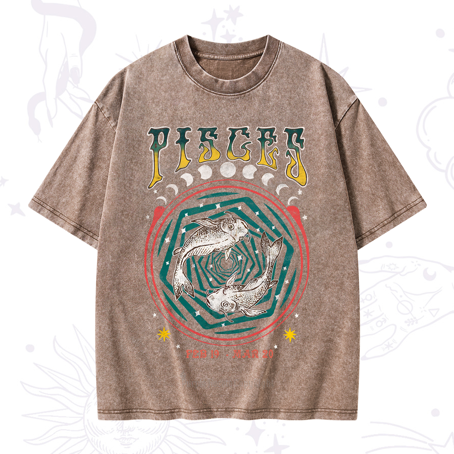 Purplehecate Pisces Crew Zodiac Washed T-Shirt