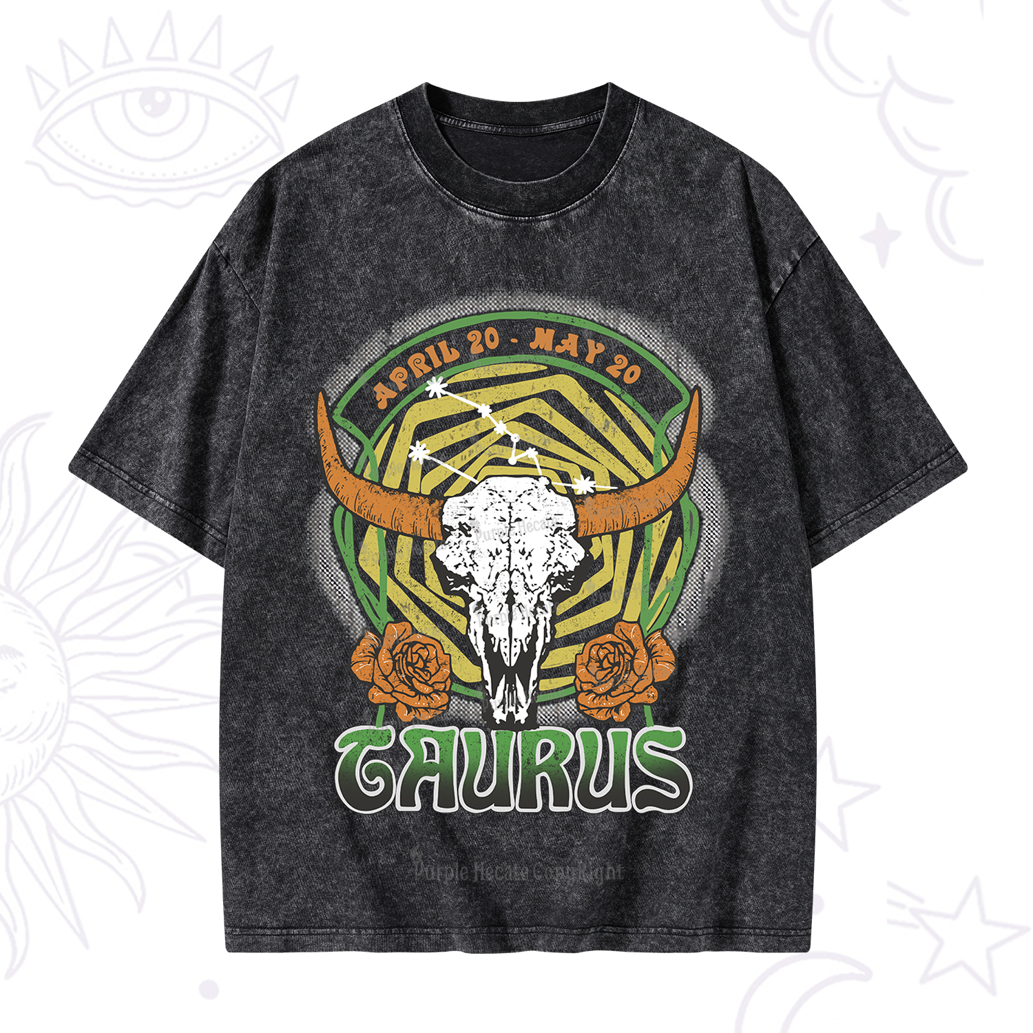 Purplehecate Taurus Crew Zodiac Washed T-Shirt
