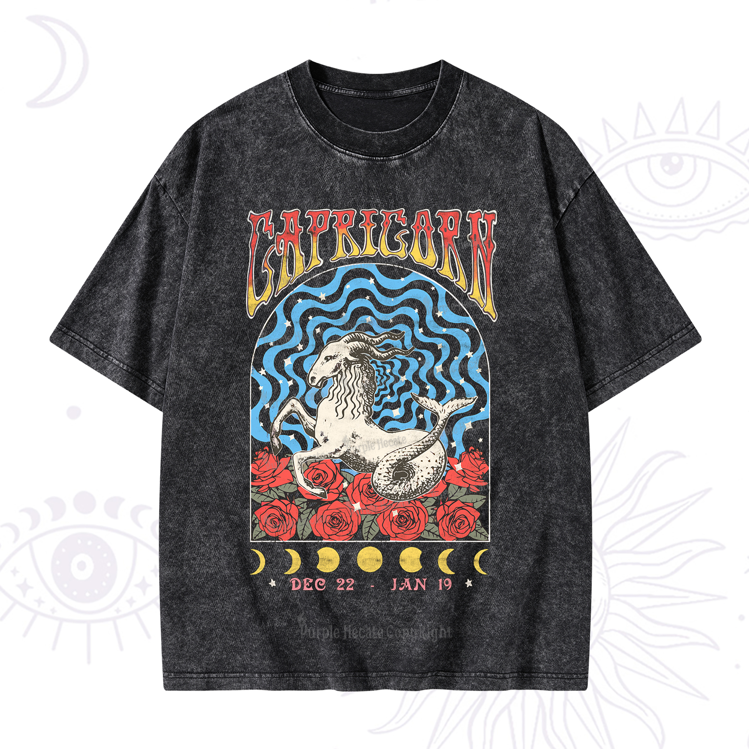 Purplehecate Capricorn Crew Zodiac Washed T-Shirt