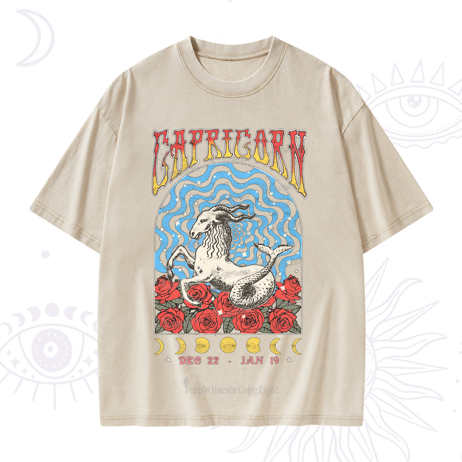 Purplehecate Capricorn Crew Zodiac Washed T-Shirt