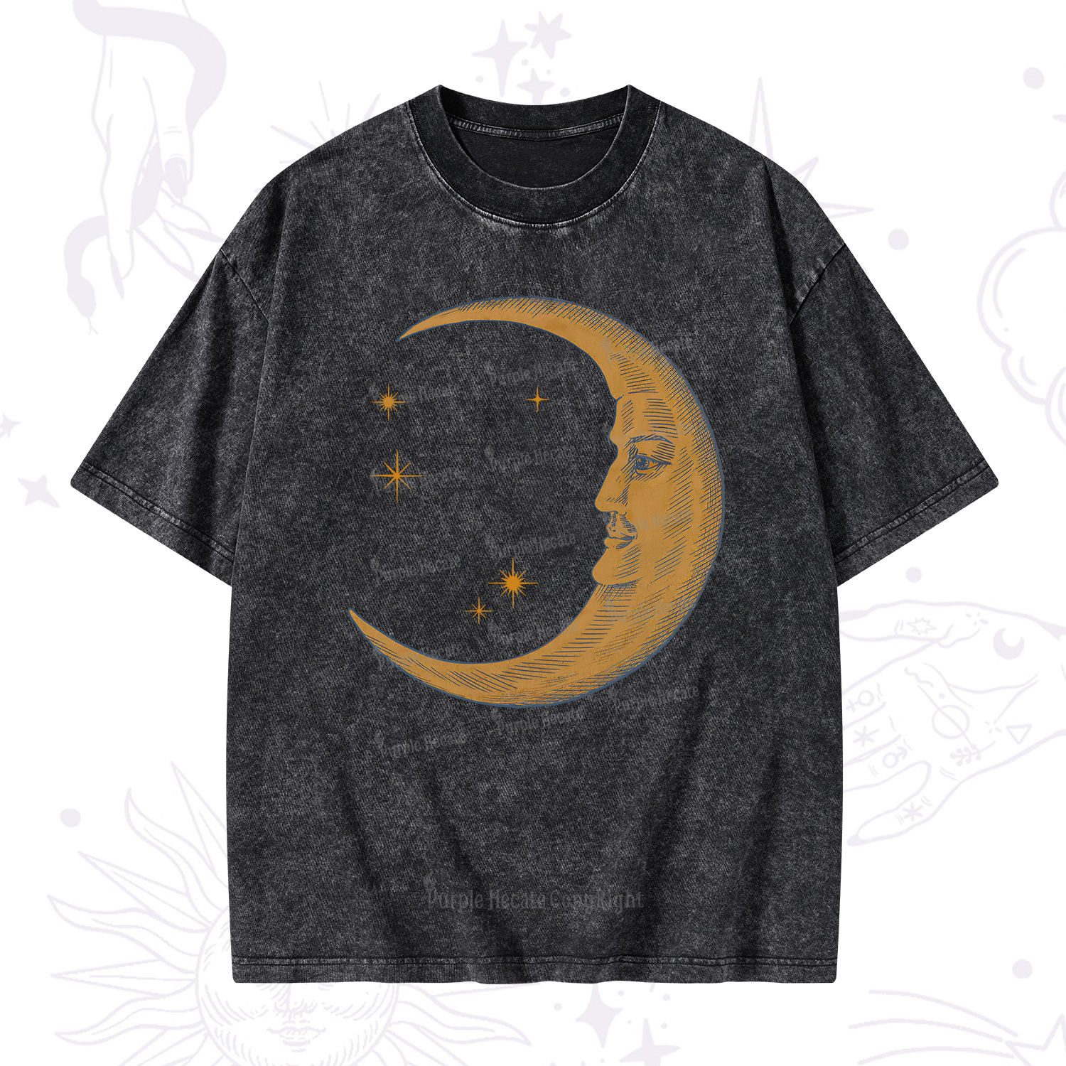 Purplehecate Celestial Moon Washed T-Shirt