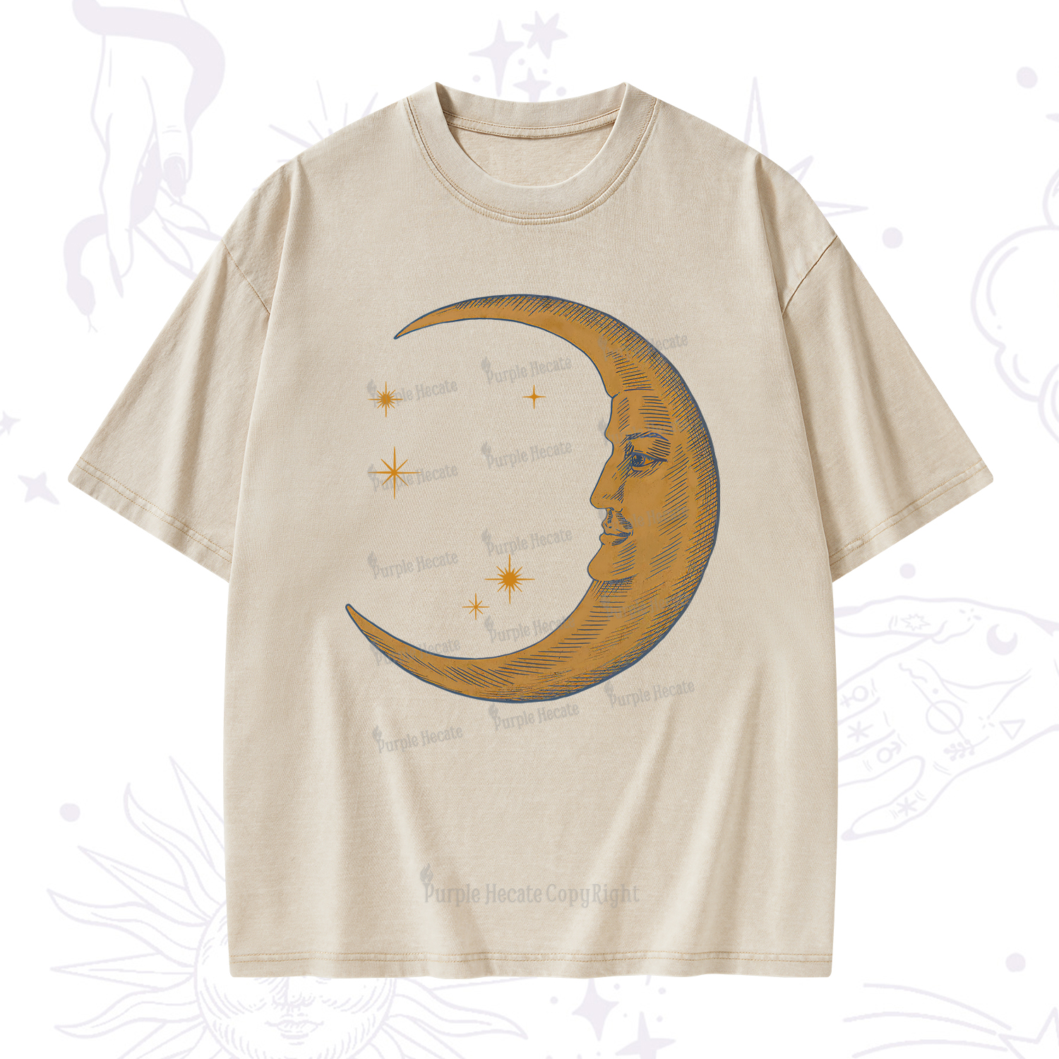 Purplehecate Celestial Moon Washed T-Shirt