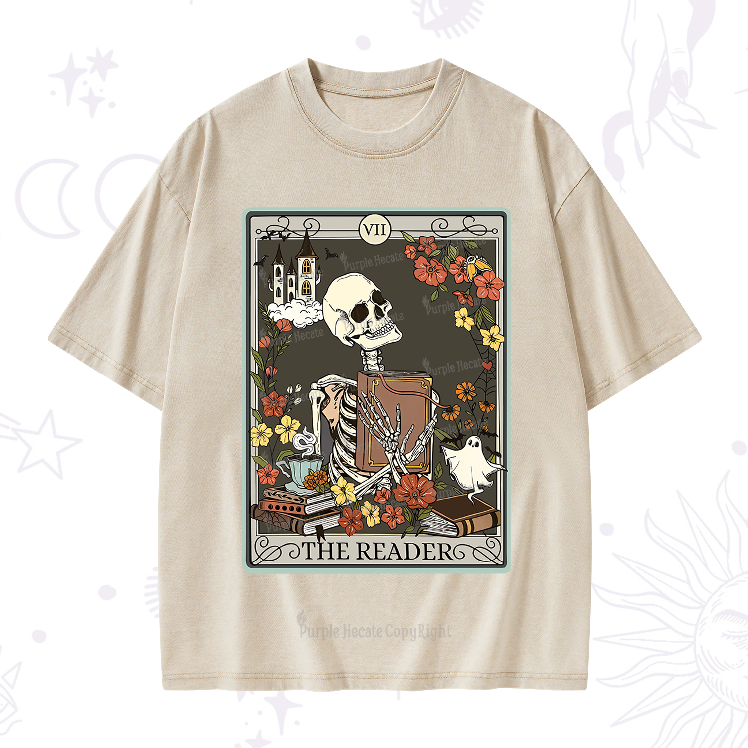 Purplehecate The Reader Tarot Card Washed T-Shirt