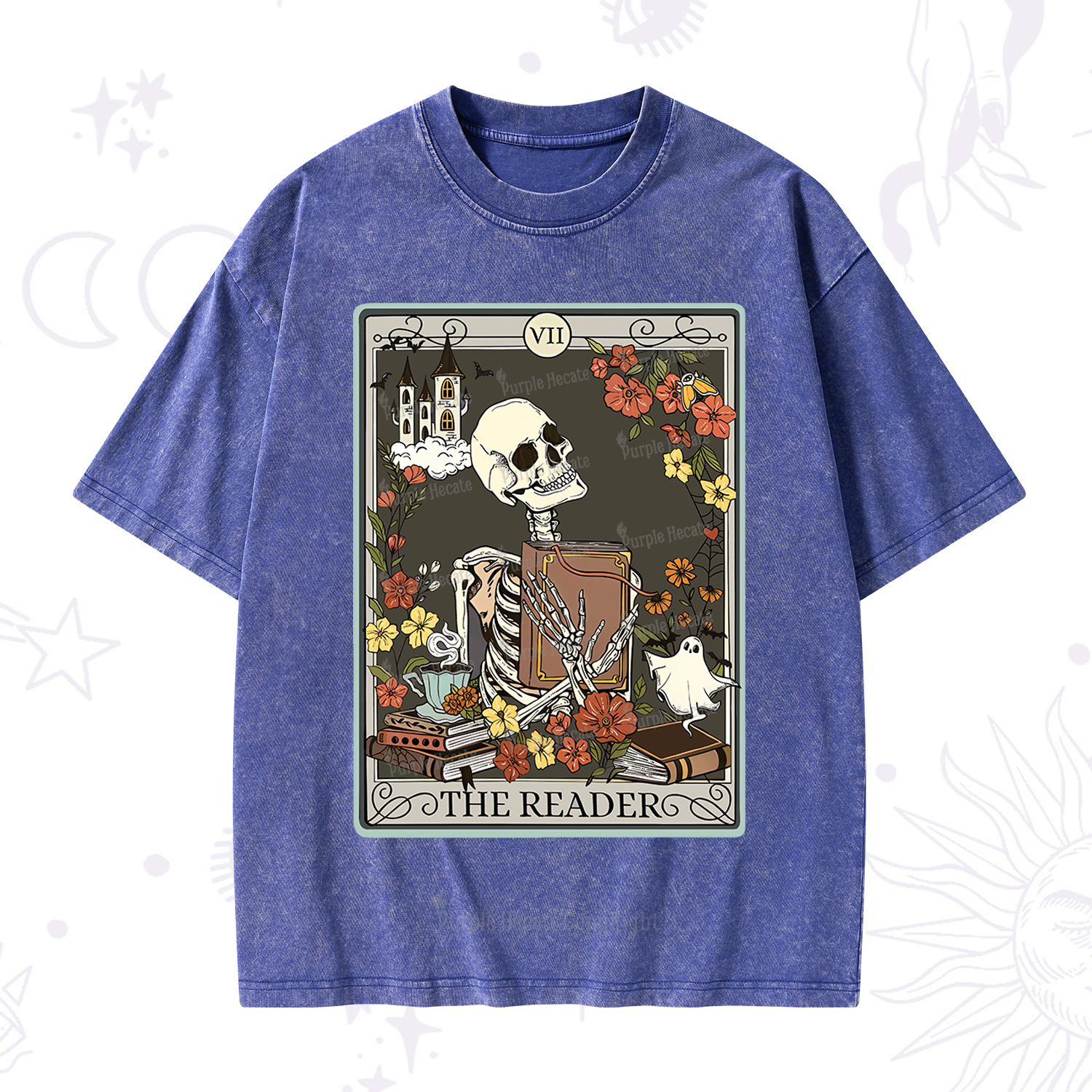 Purplehecate The Reader Tarot Card Washed T-Shirt