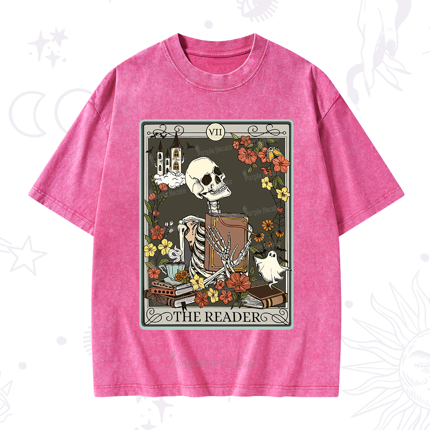 Purplehecate The Reader Tarot Card Washed T-Shirt
