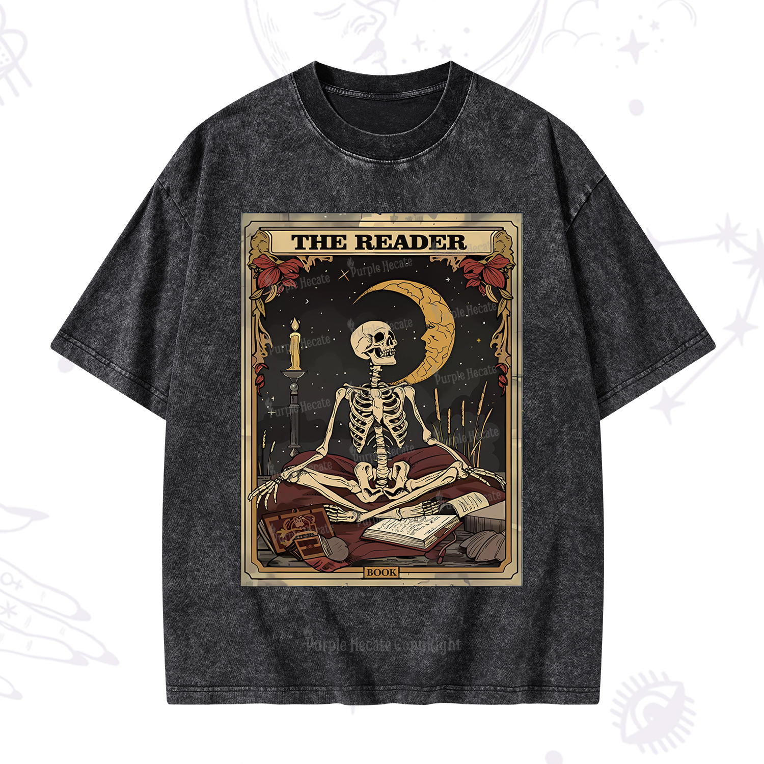 Purplehecate The Reader Tarot Card Washed T-Shirt