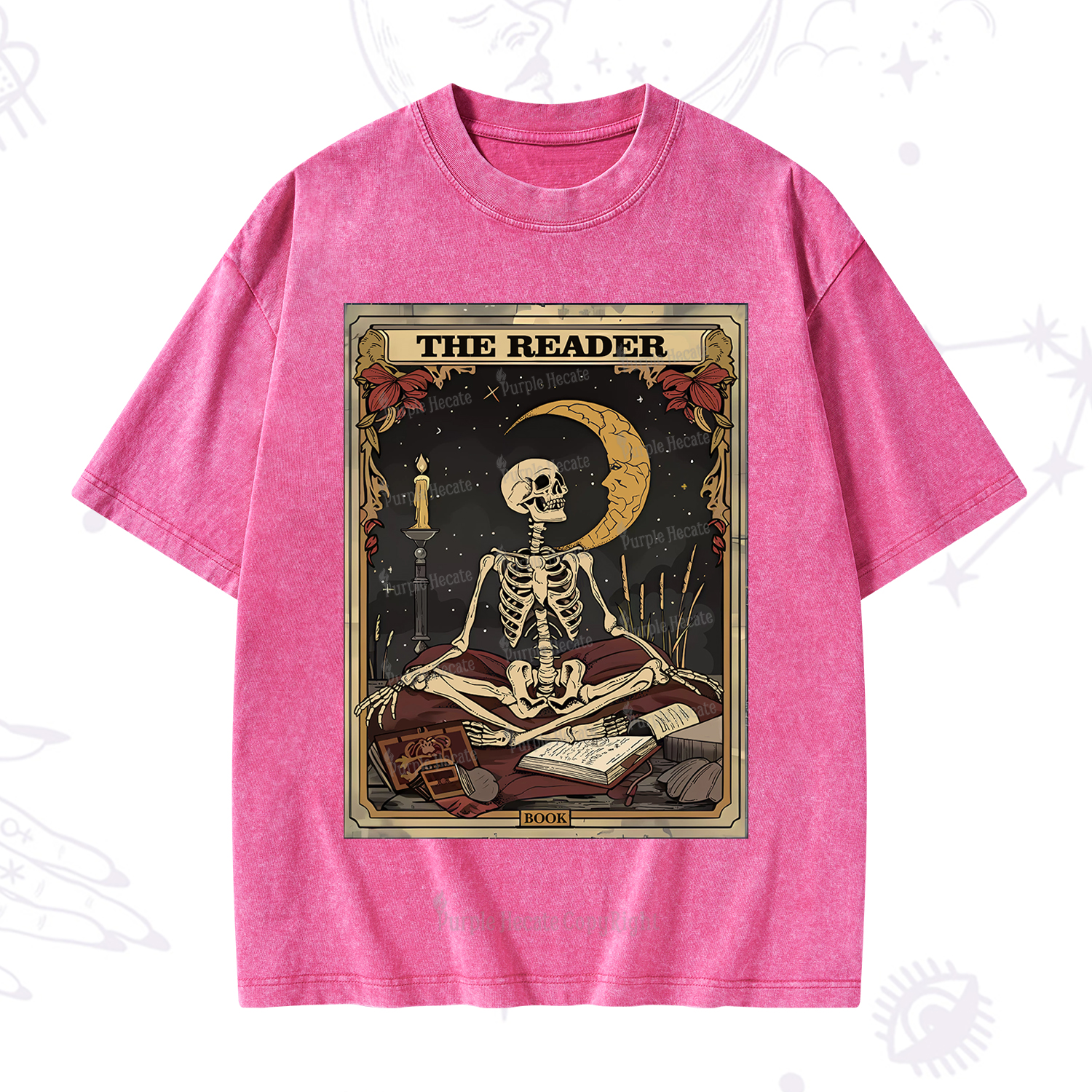 Purplehecate The Reader Tarot Card Washed T-Shirt