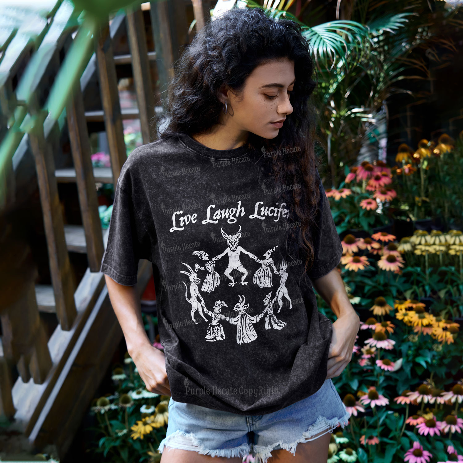 Purplehecate Live Laugh Lucifer Washed T-Shirt