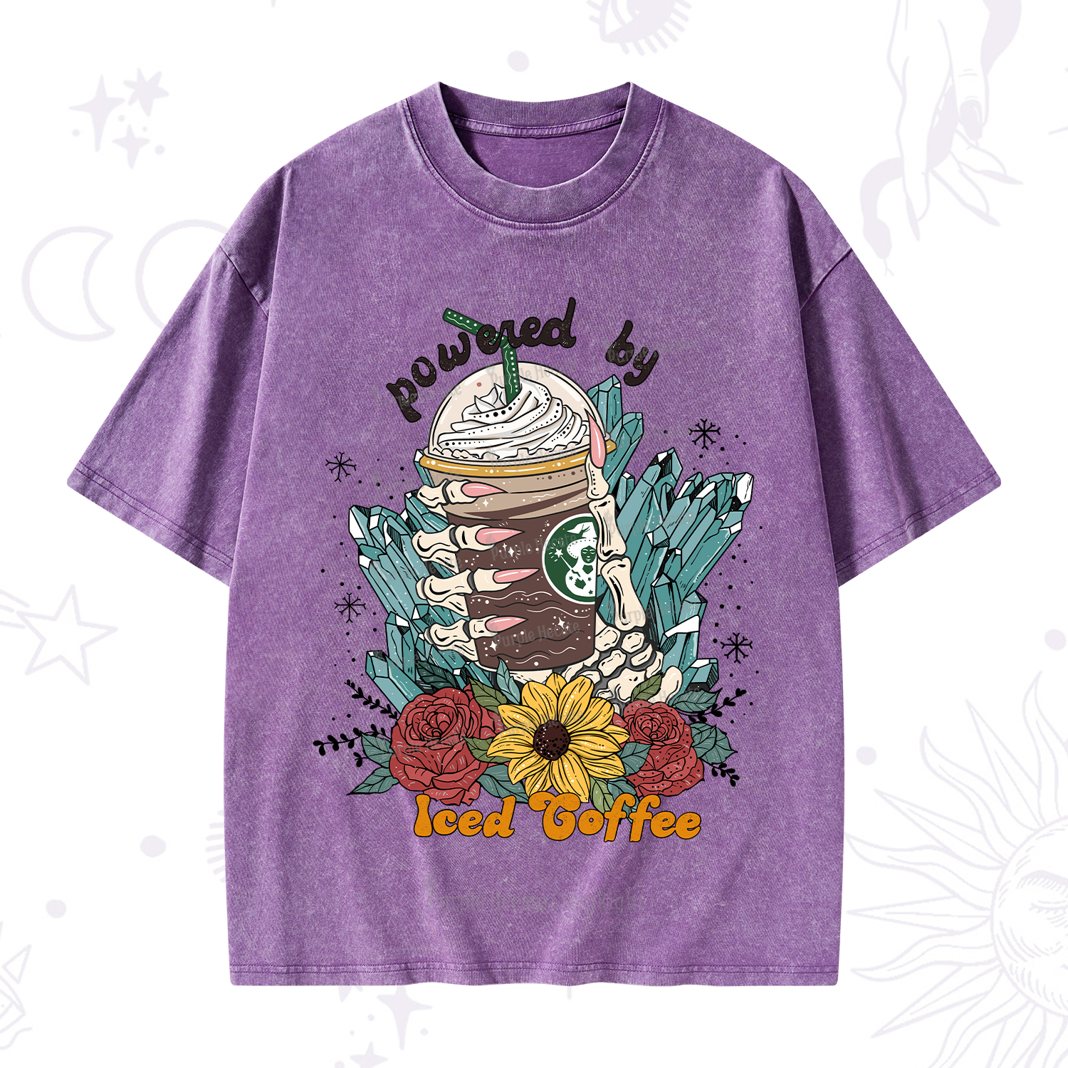 Purplehecate Powered By Ice Coffee Washed T-Shirt
