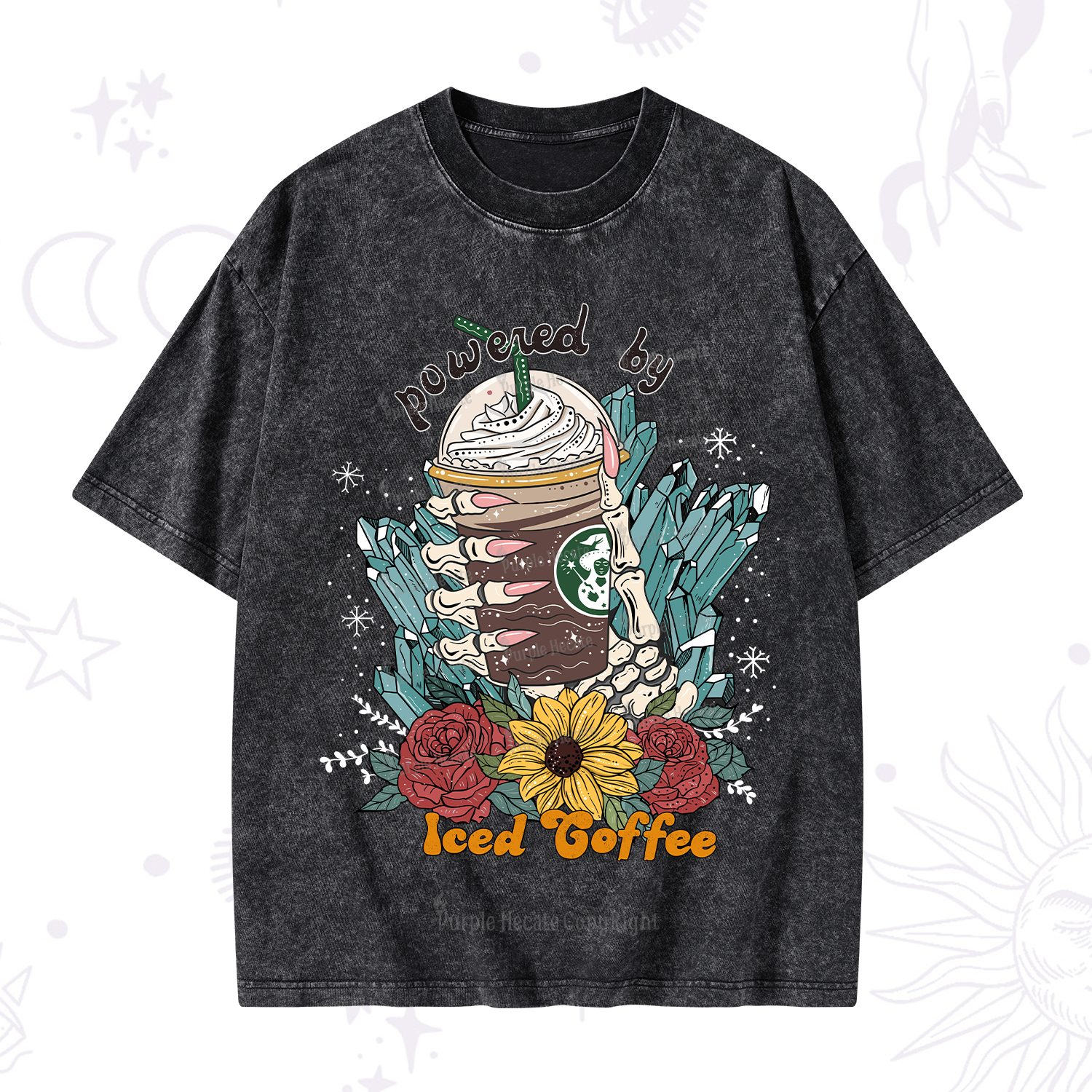 Purplehecate Powered By Ice Coffee Washed T-Shirt