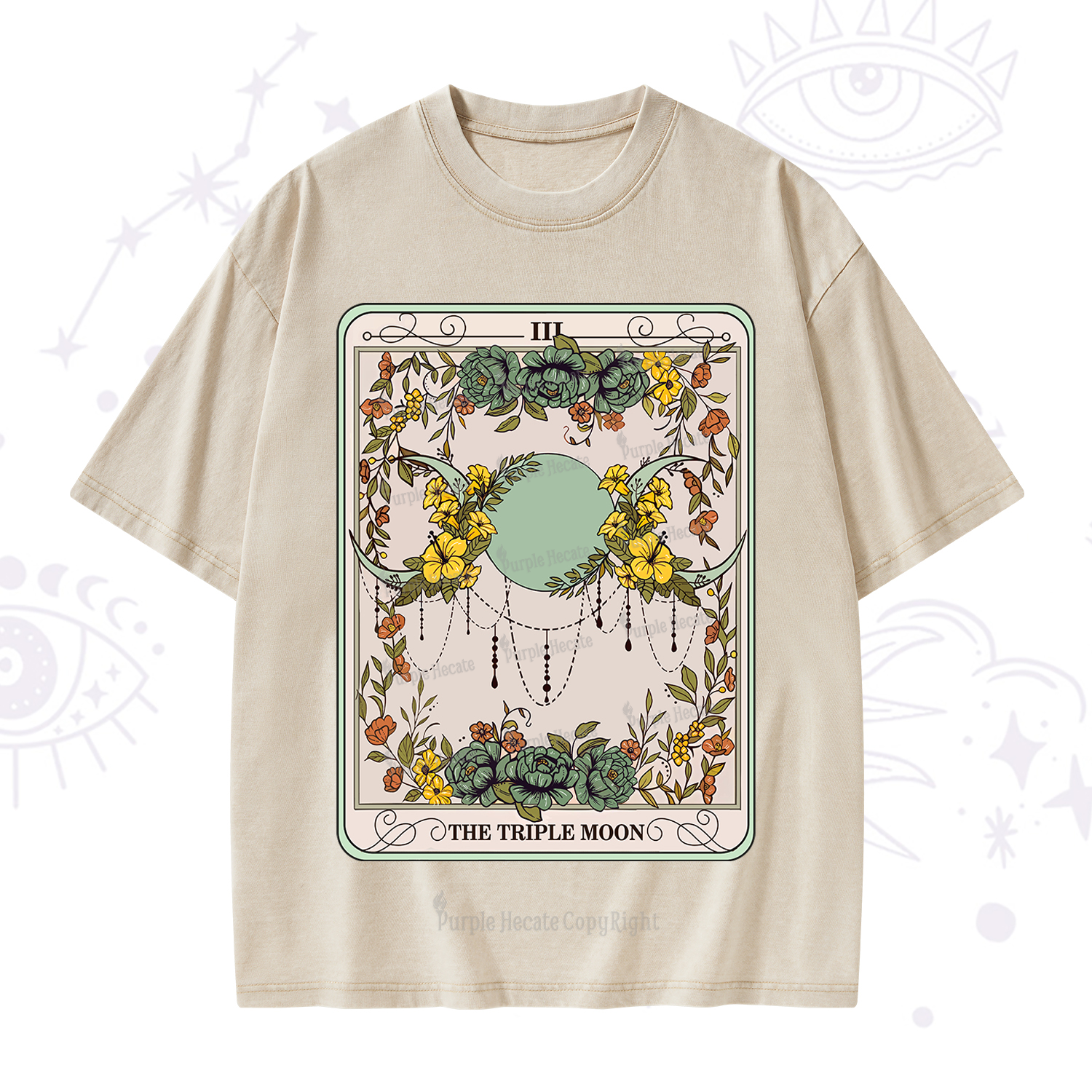 Purplehecate The Triple Moon Tarot Washed T-Shirt