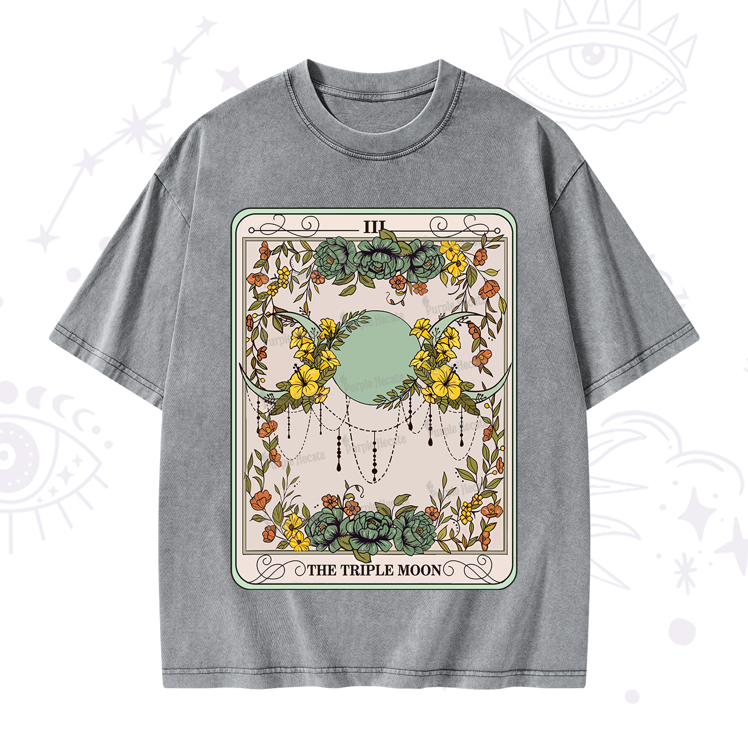 Purplehecate The Triple Moon Tarot Washed T-Shirt