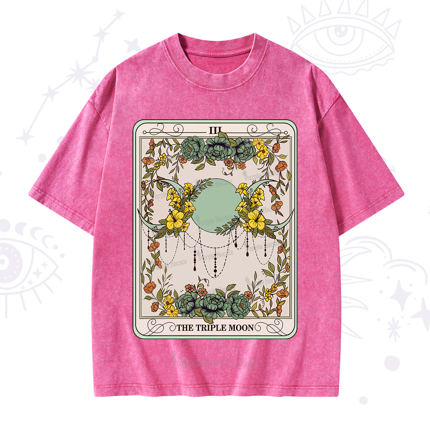 Purplehecate The Triple Moon Tarot Washed T-Shirt
