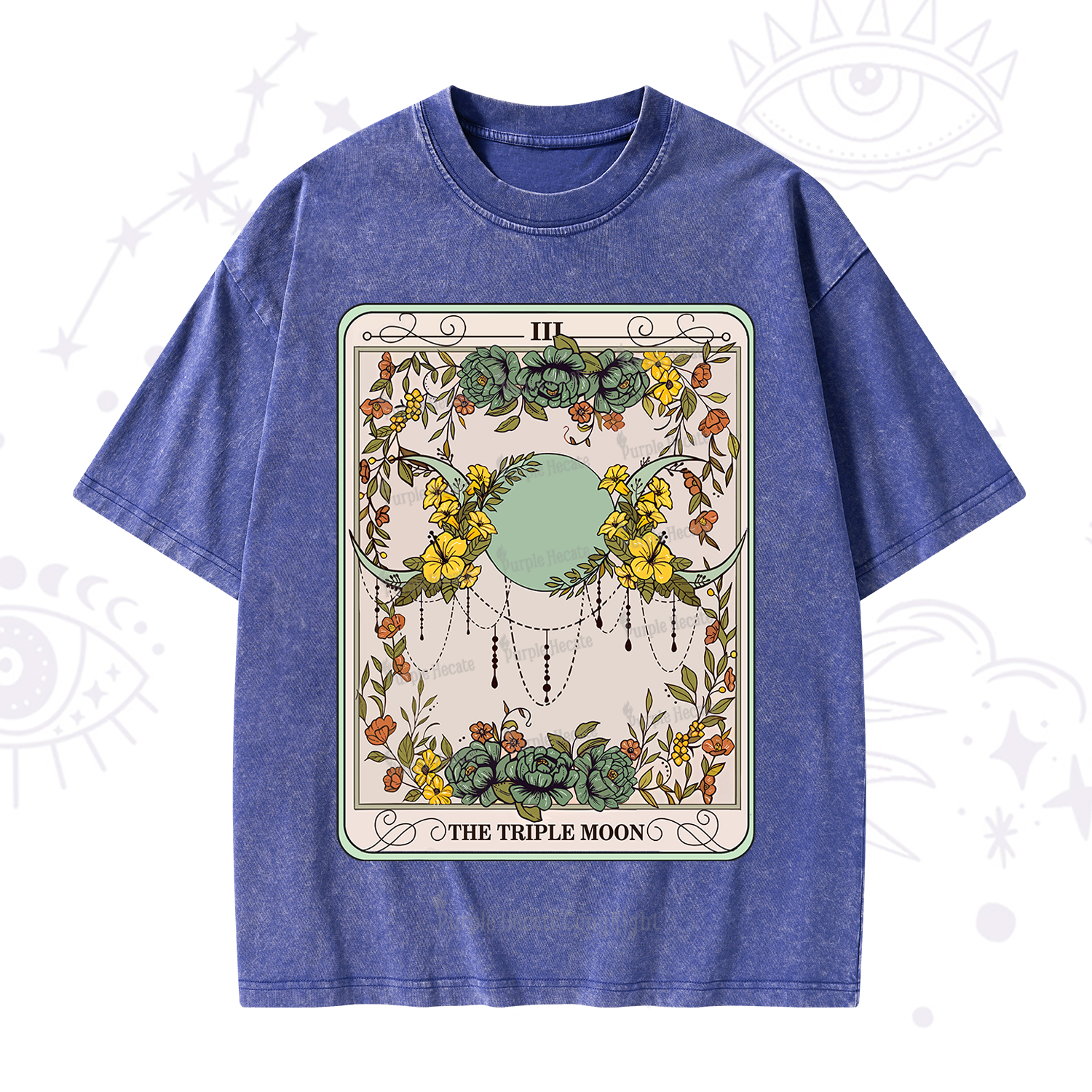 Purplehecate The Triple Moon Tarot Washed T-Shirt