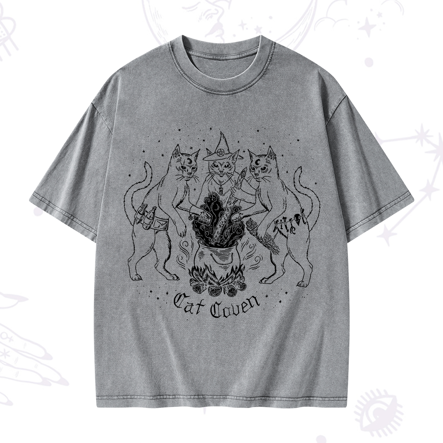 Purplehecate Cat Coven Washed T-Shirt