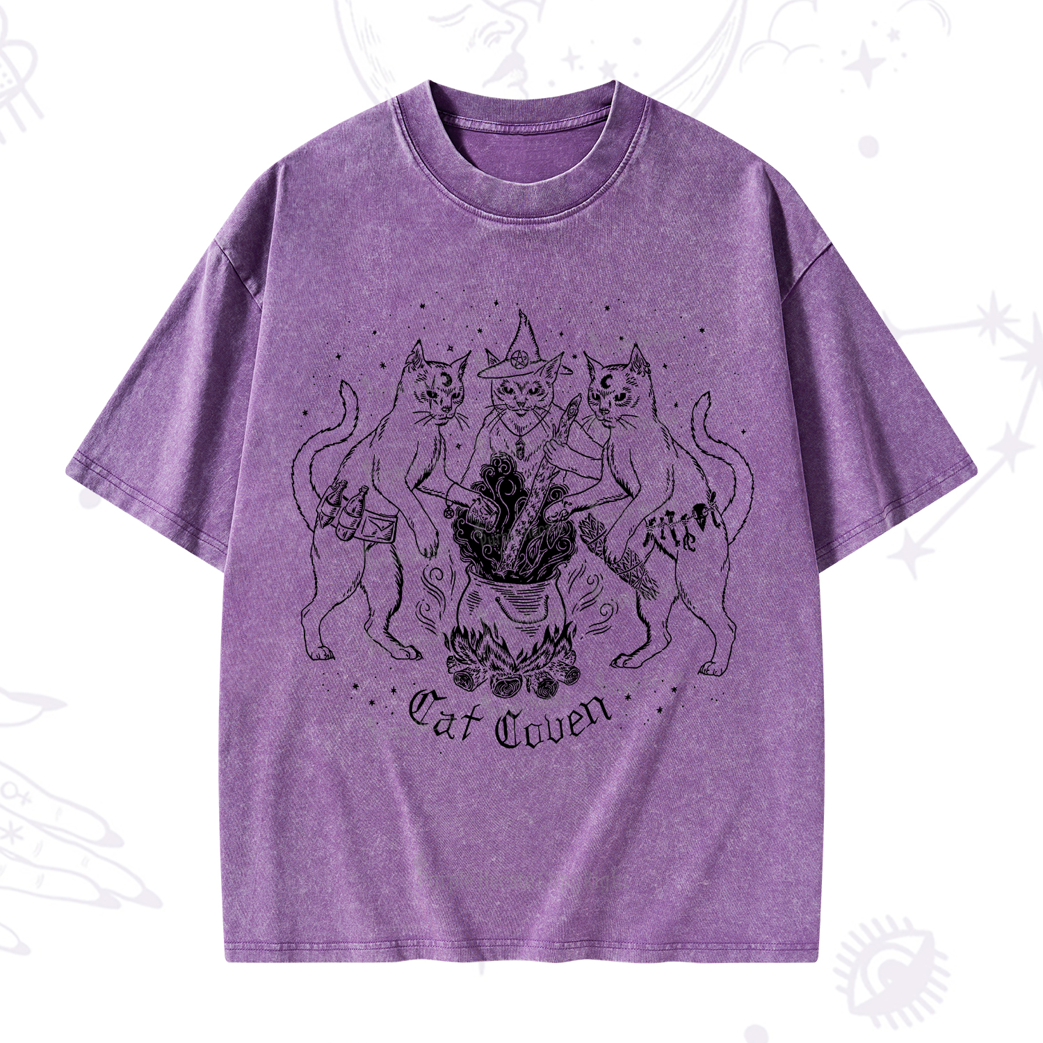 Purplehecate Cat Coven Washed T-Shirt