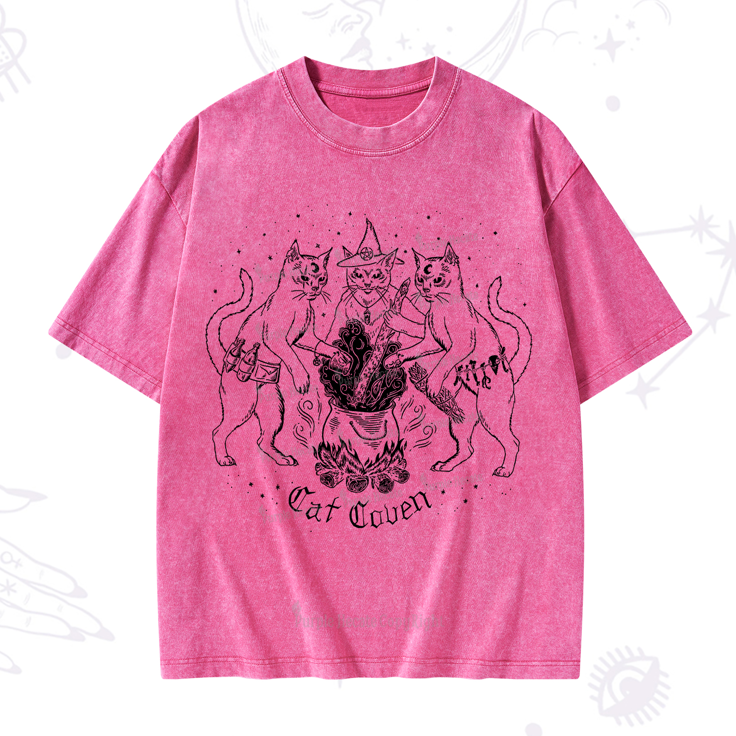 Purplehecate Cat Coven Washed T-Shirt
