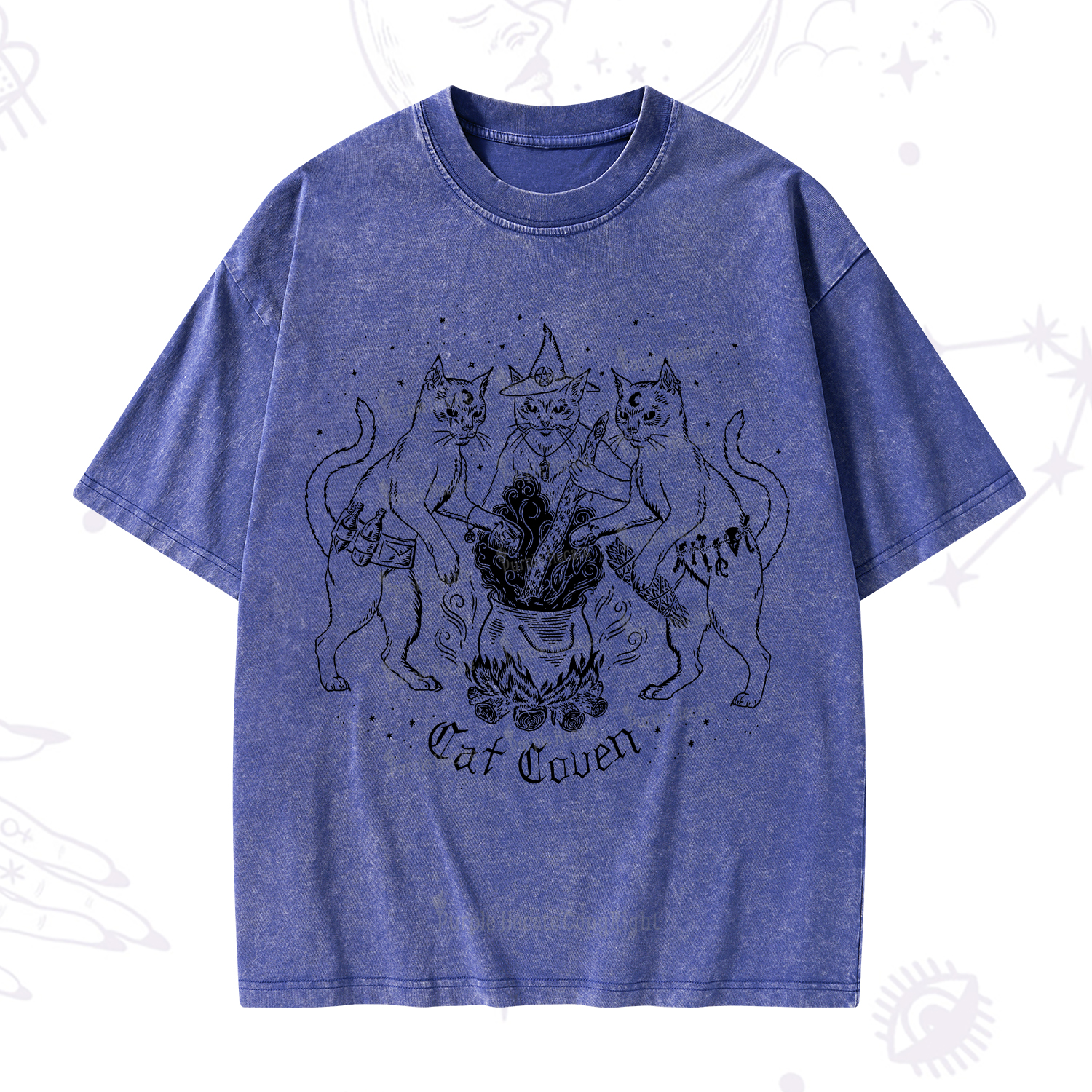 Purplehecate Cat Coven Washed T-Shirt