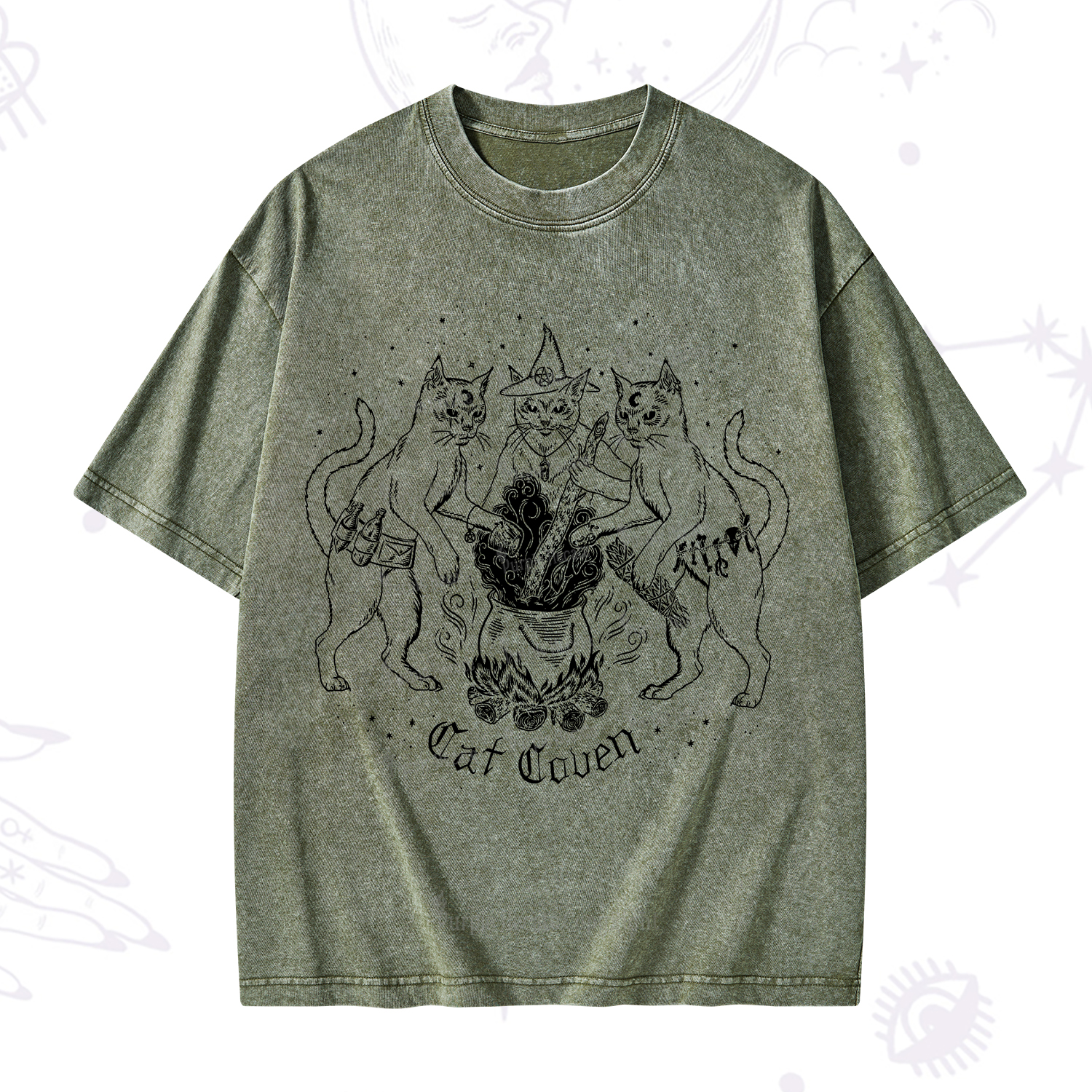 Purplehecate Cat Coven Washed T-Shirt