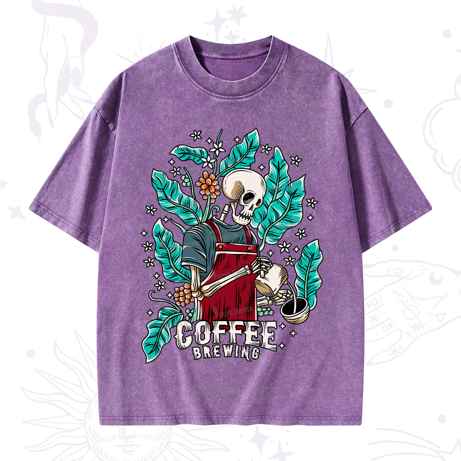 Purplehecate Coffee Brewing Washed T-Shirt