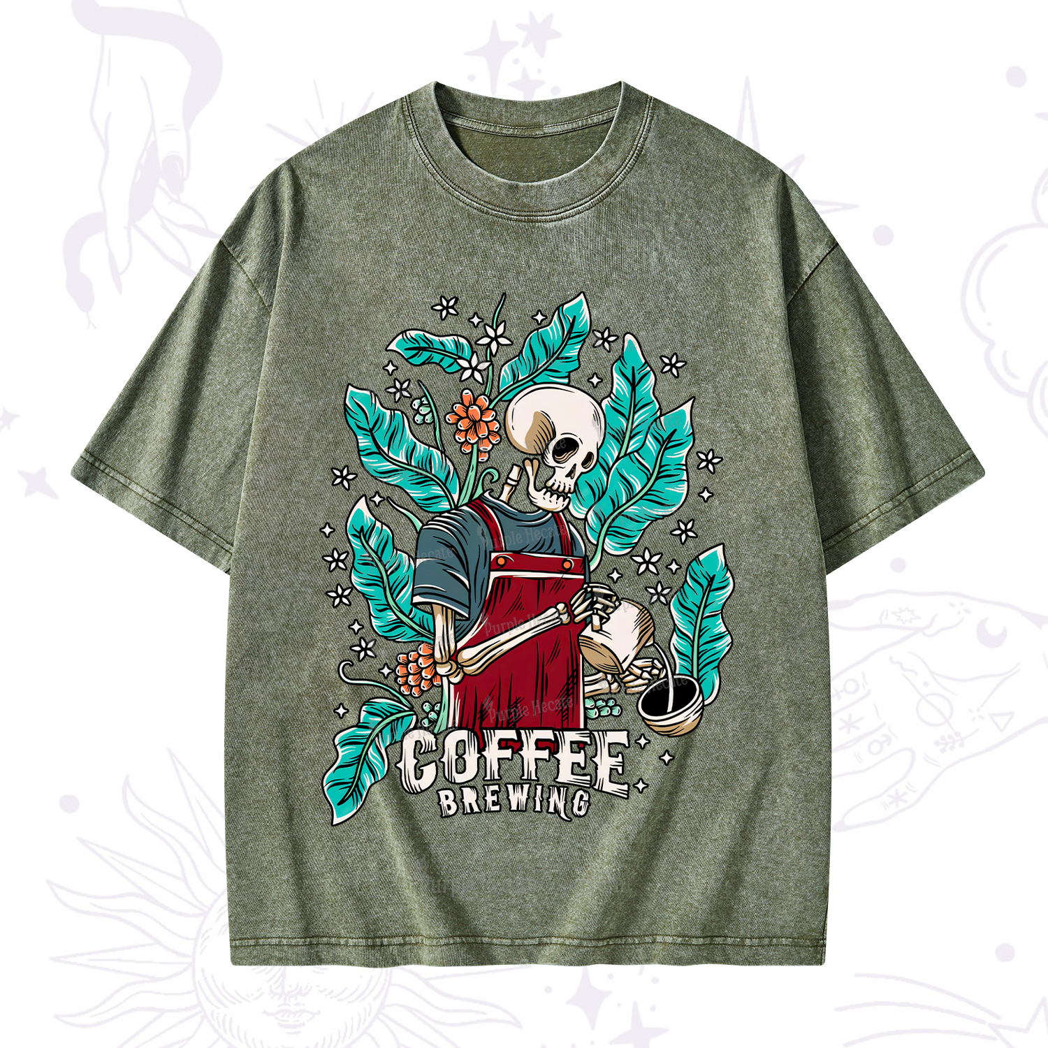 Purplehecate Coffee Brewing Washed T-Shirt