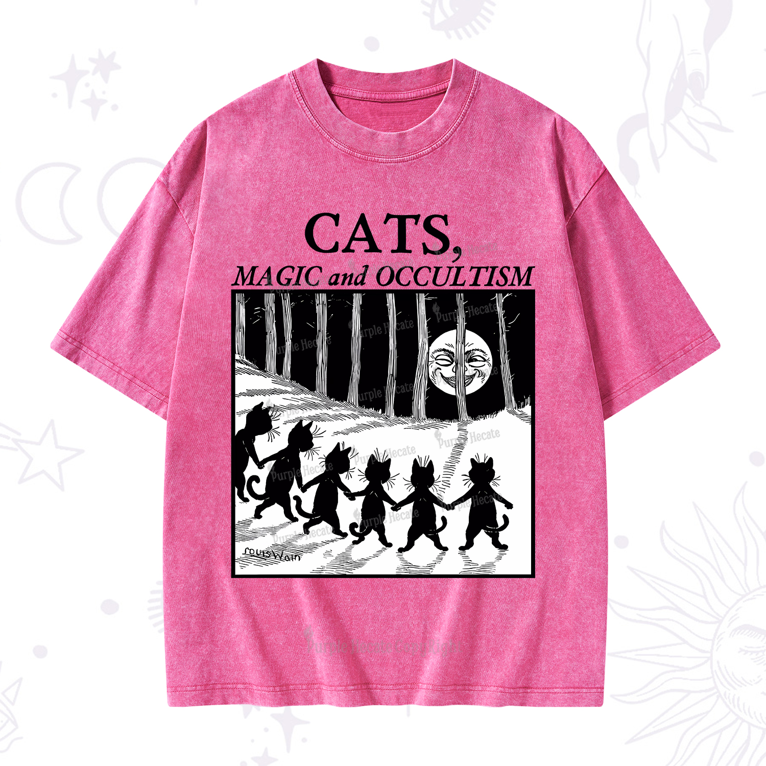 Purplehecate Cats Magic And Occultism Washed T-Shirt