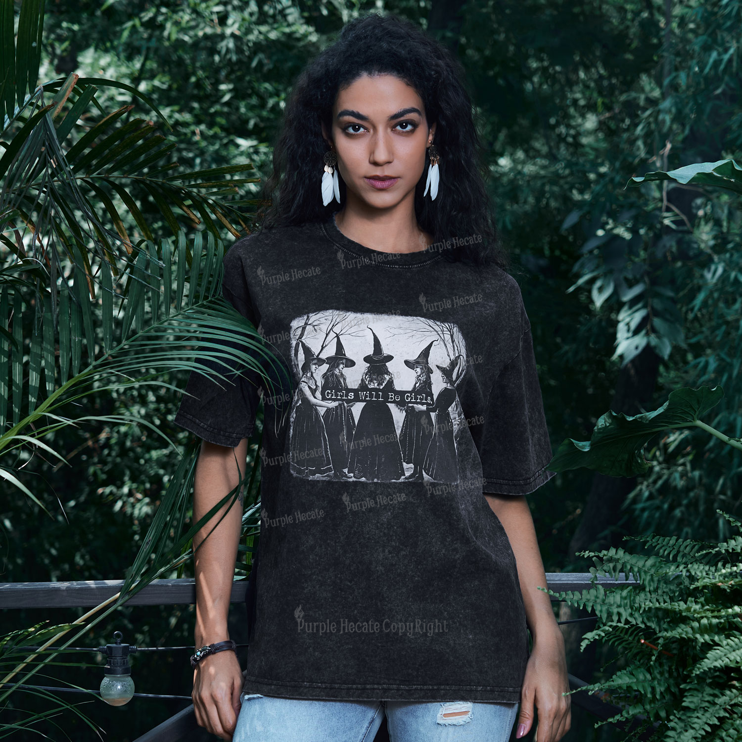 Purplehecate Girls Will Be Girls Witch Washed T-Shirt