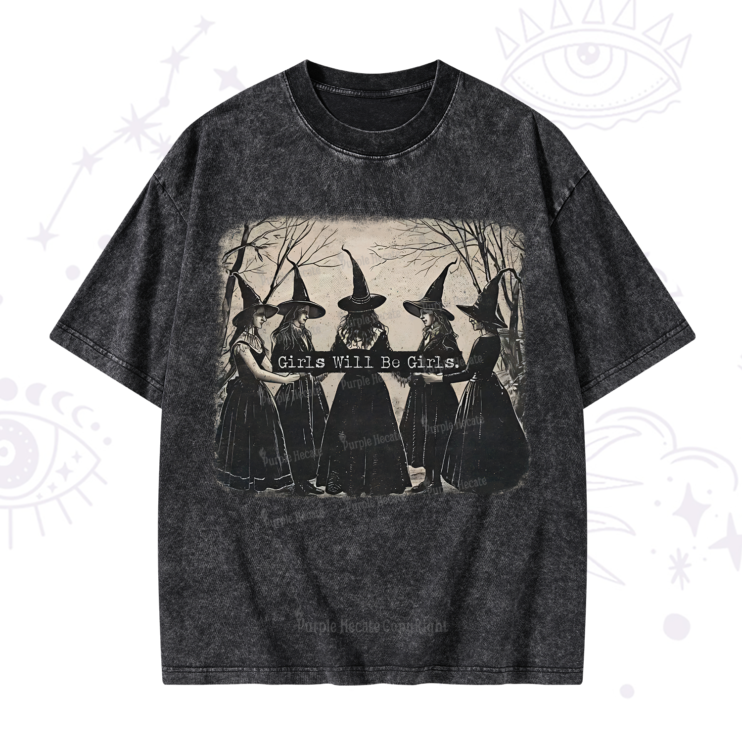 Purplehecate Girls Will Be Girls Witch Washed T-Shirt
