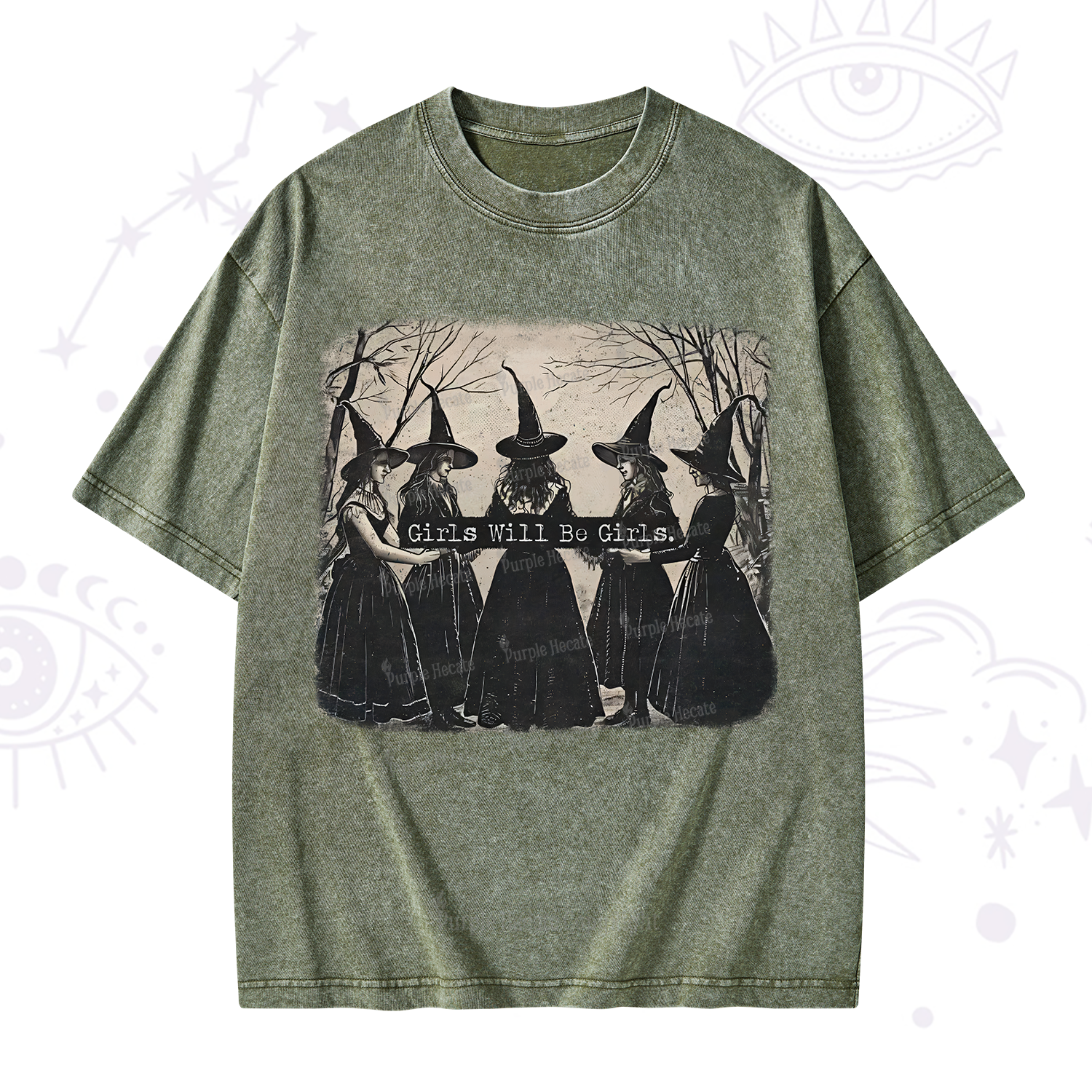 Purplehecate Girls Will Be Girls Witch Washed T-Shirt