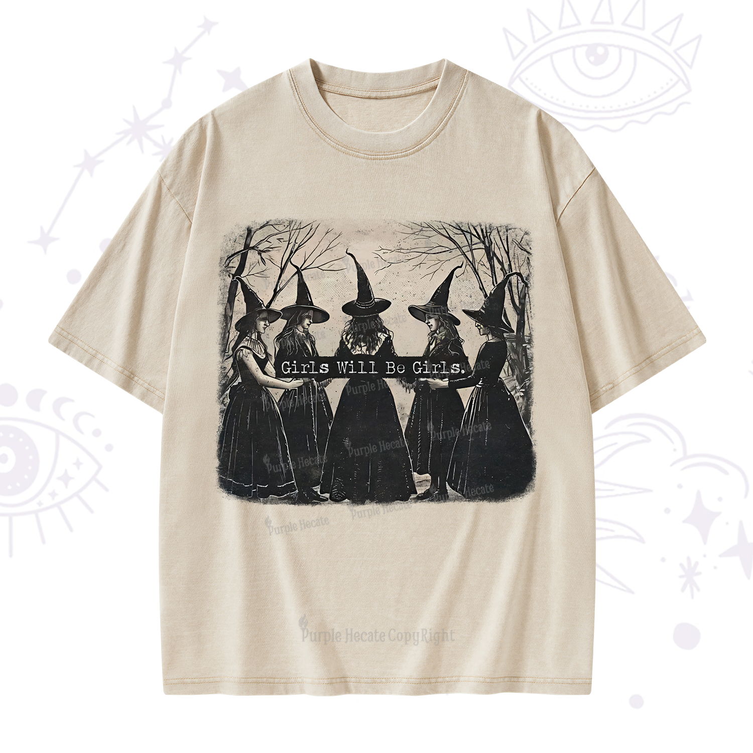 Purplehecate Girls Will Be Girls Witch Washed T-Shirt