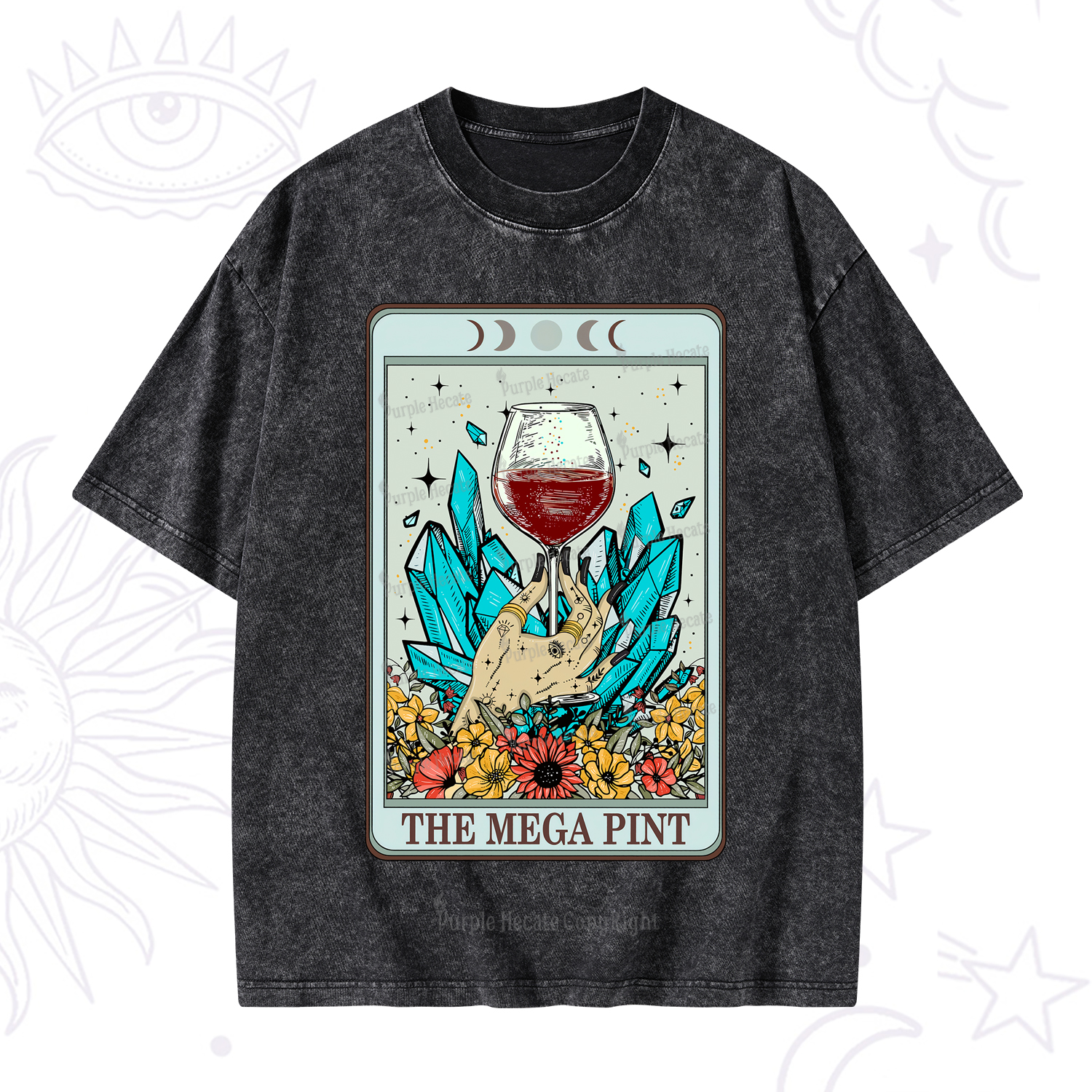 Purplehecate The Mega Pint Tarot Washed T-Shirt