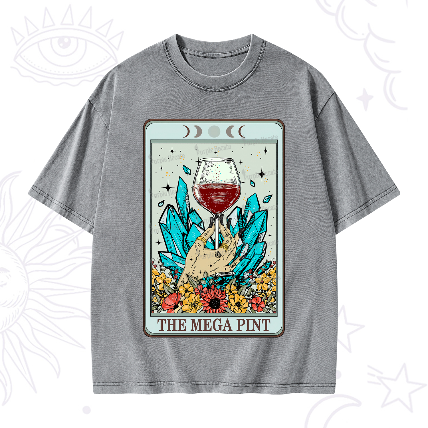Purplehecate The Mega Pint Tarot Washed T-Shirt