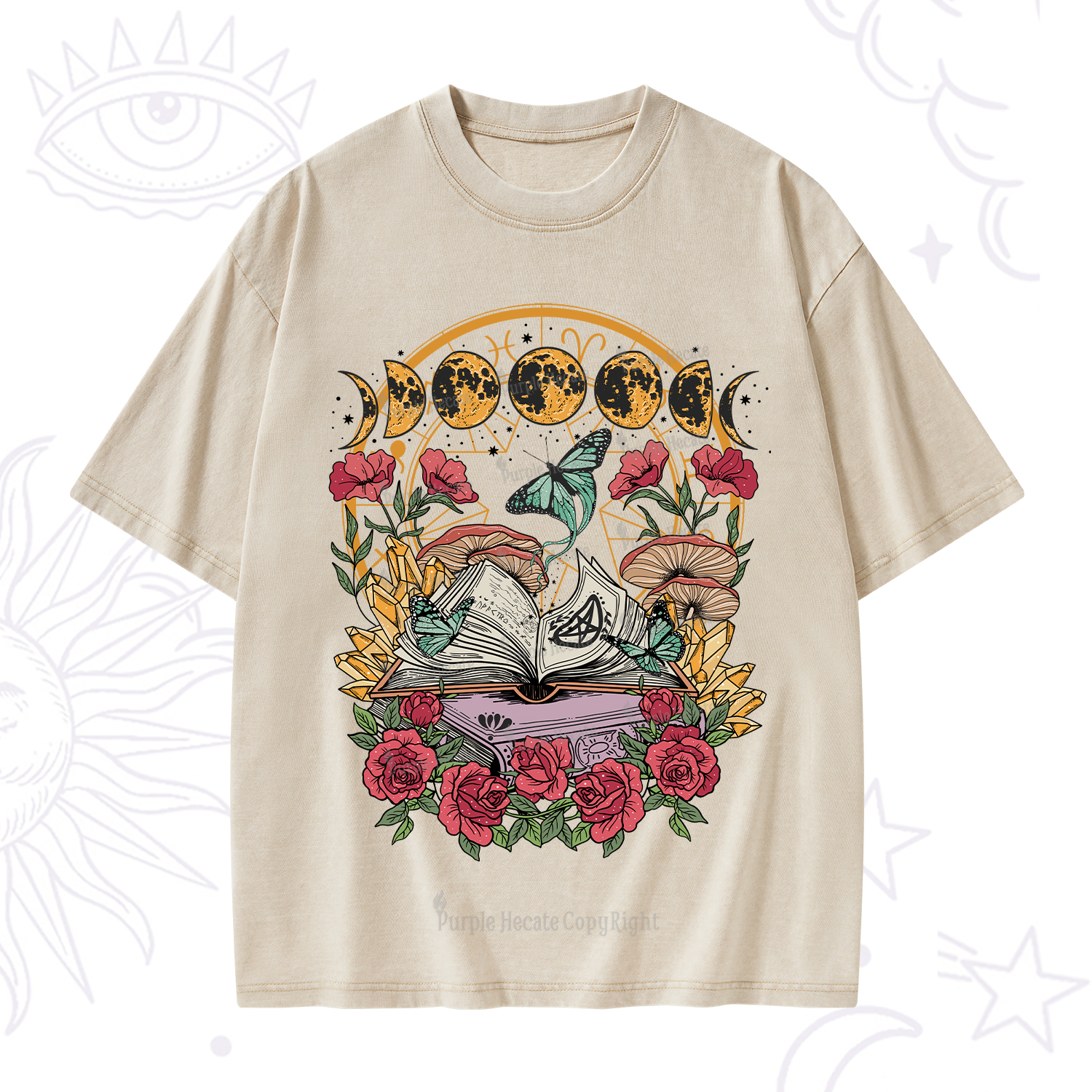 Purplehecate Witchy Book Washed T-Shirt