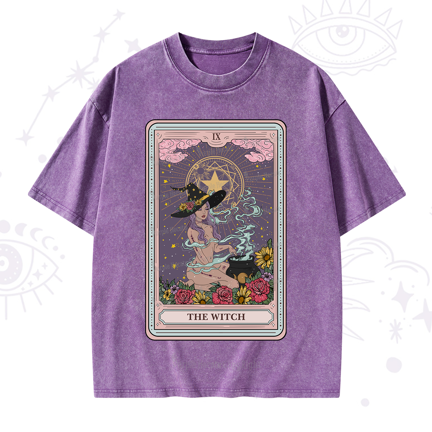 Purplehecate The Witch Tarot Washed T-Shirt