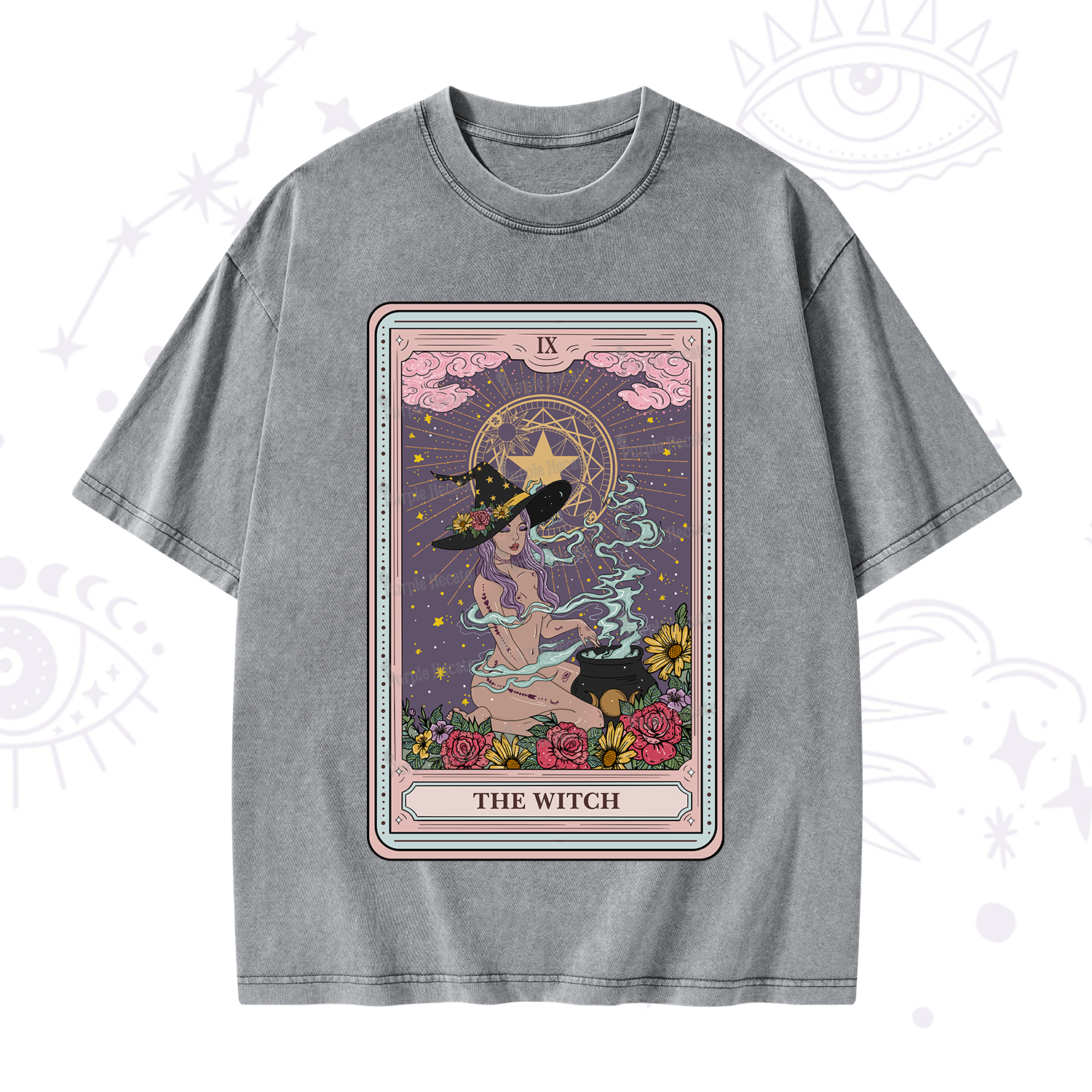 Purplehecate The Witch Tarot Washed T-Shirt