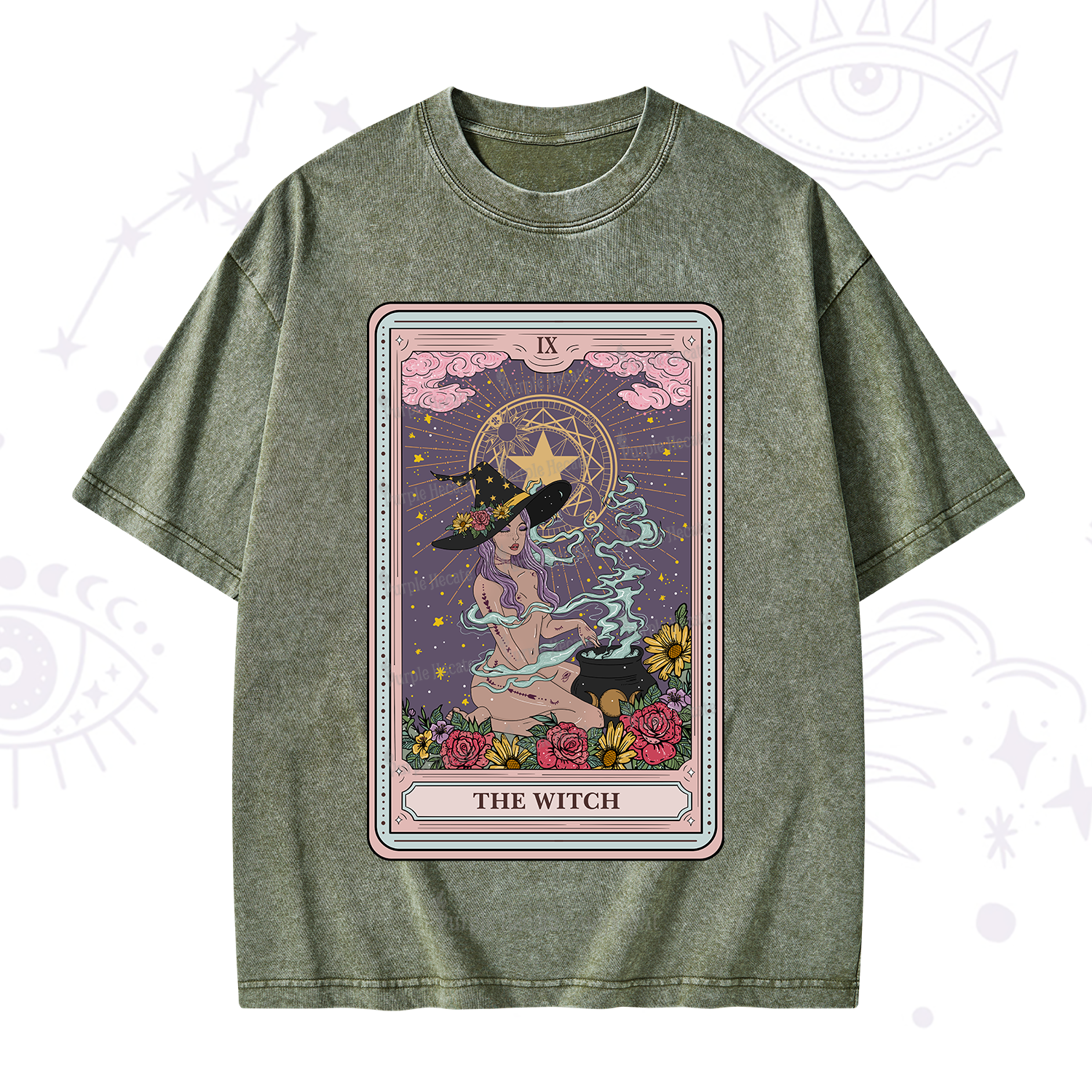 Purplehecate The Witch Tarot Washed T-Shirt