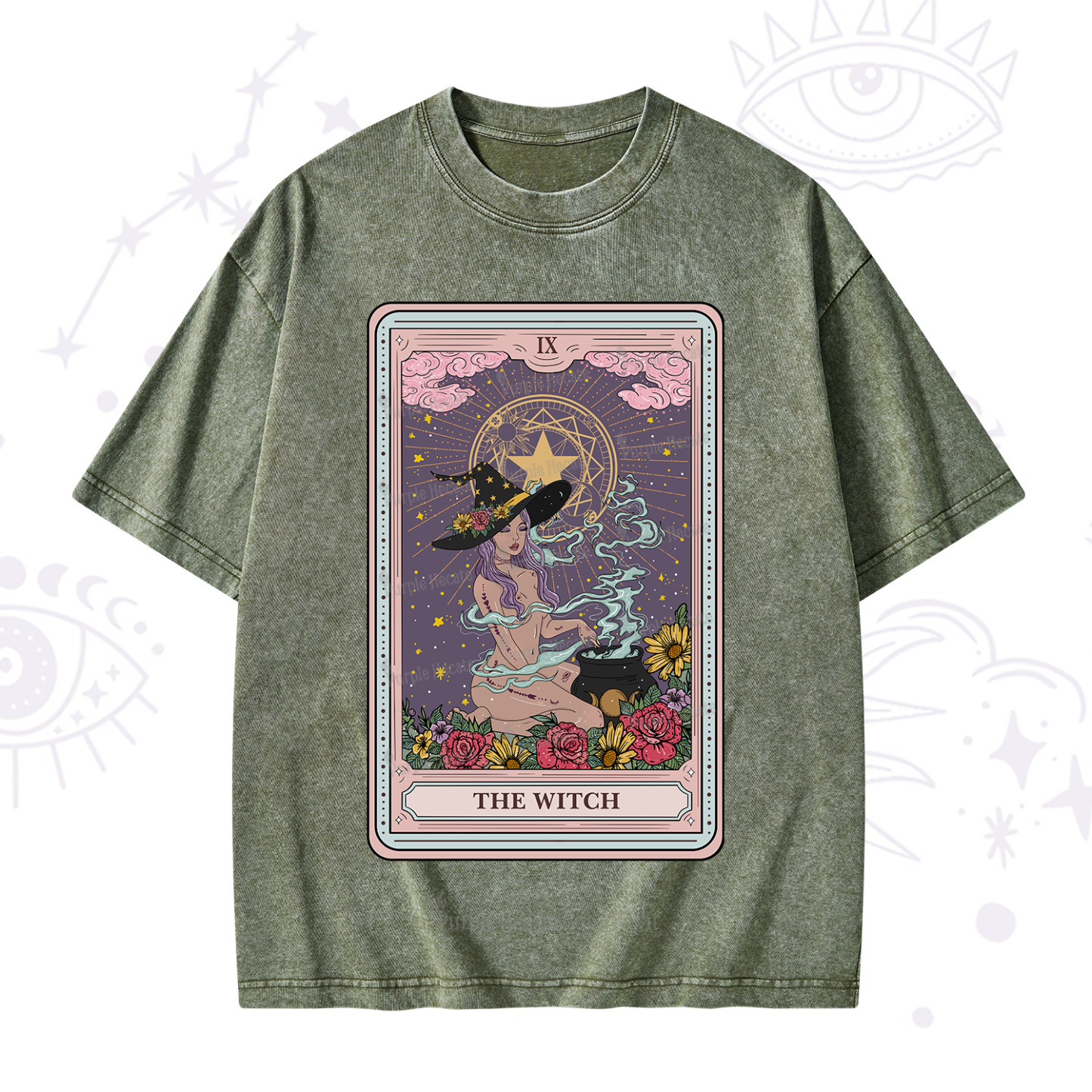 Purplehecate The Witch Tarot Washed T-Shirt