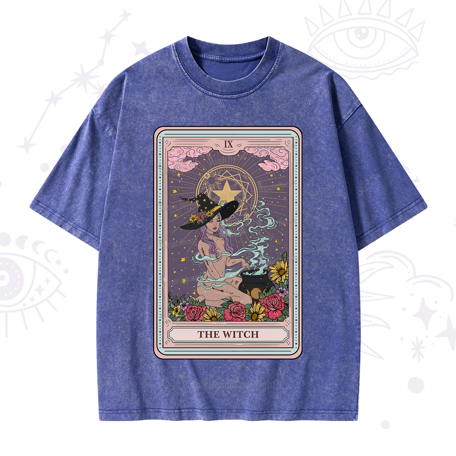 Purplehecate The Witch Tarot Washed T-Shirt